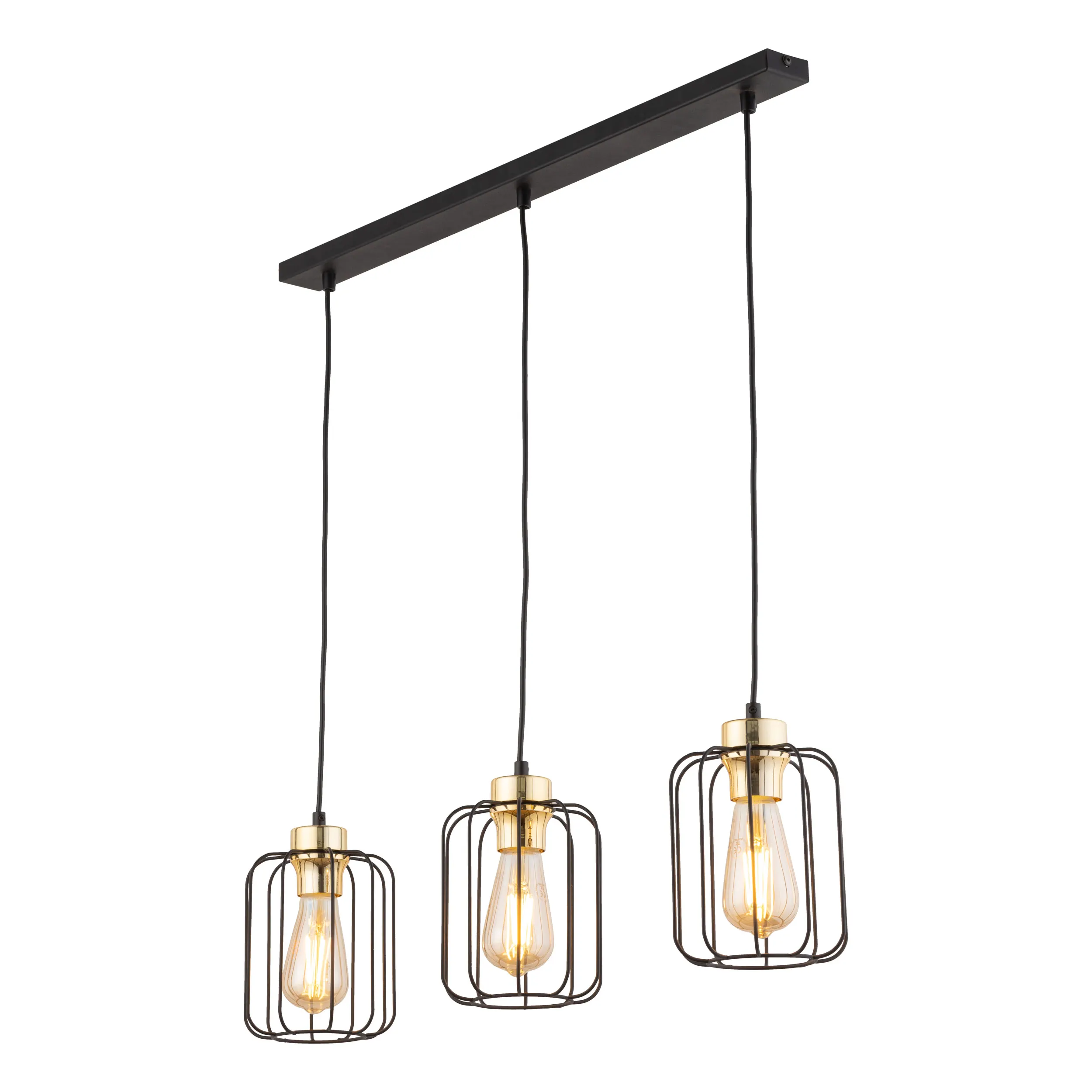 Lampa wisząca GALAXY czarna ze złotymi elementami na listwie metalowej 120x74x15cm - TK_4716