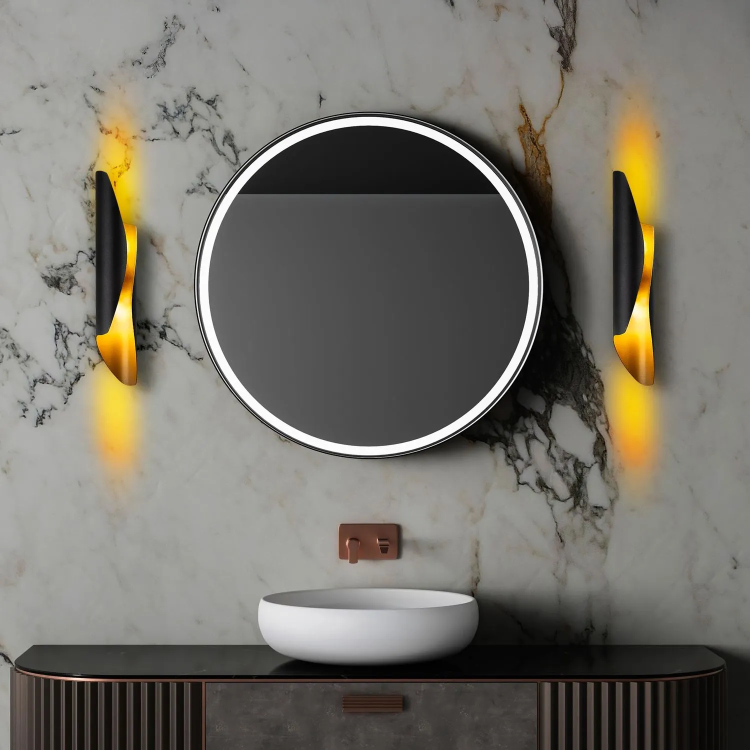 Lampa ścienna kinkiet FLARE 8x40 cm czarna złota - ASI_892OPV2426