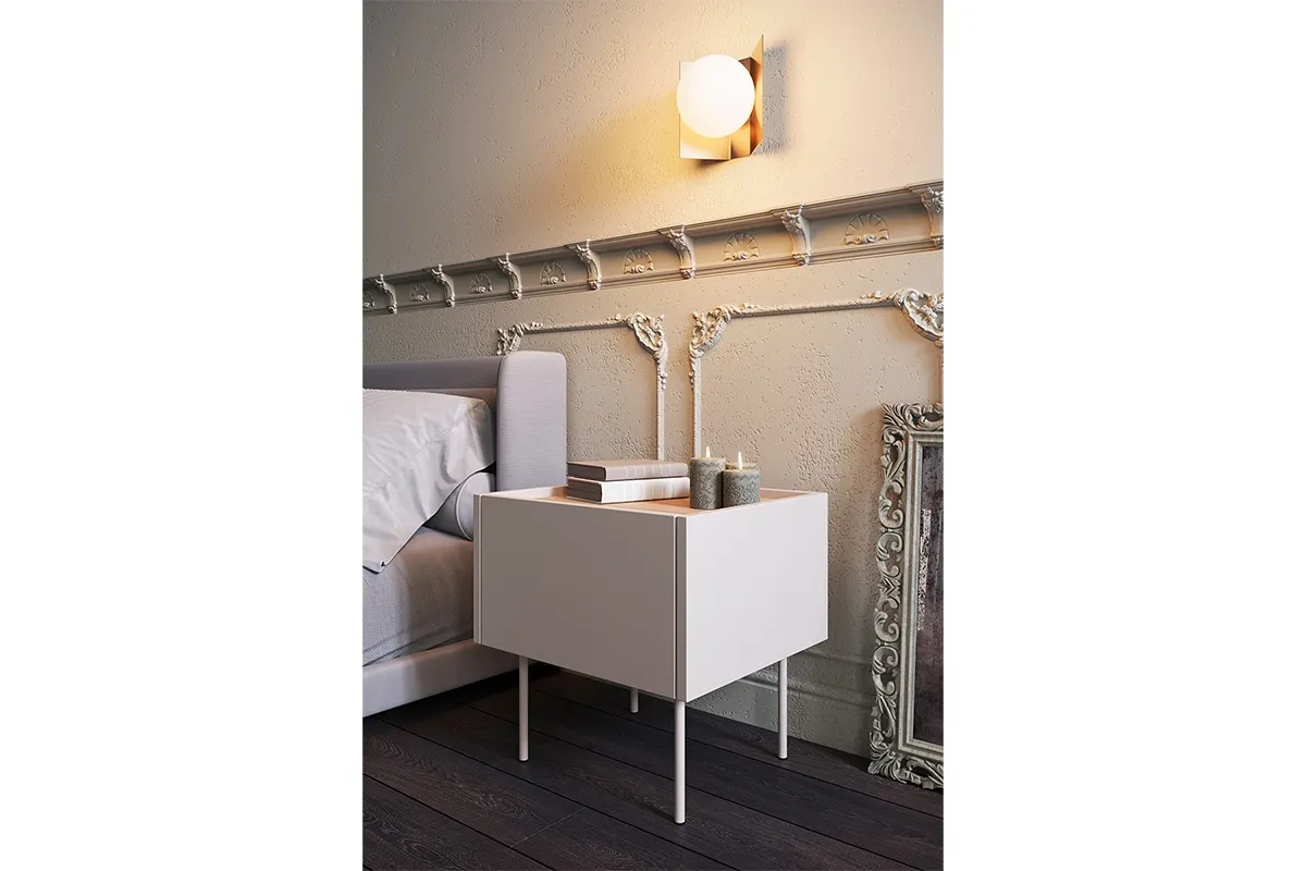 Szafka nocna DESIN 45 z 1 szufldą - kremowa - dąb nagano - B_149156