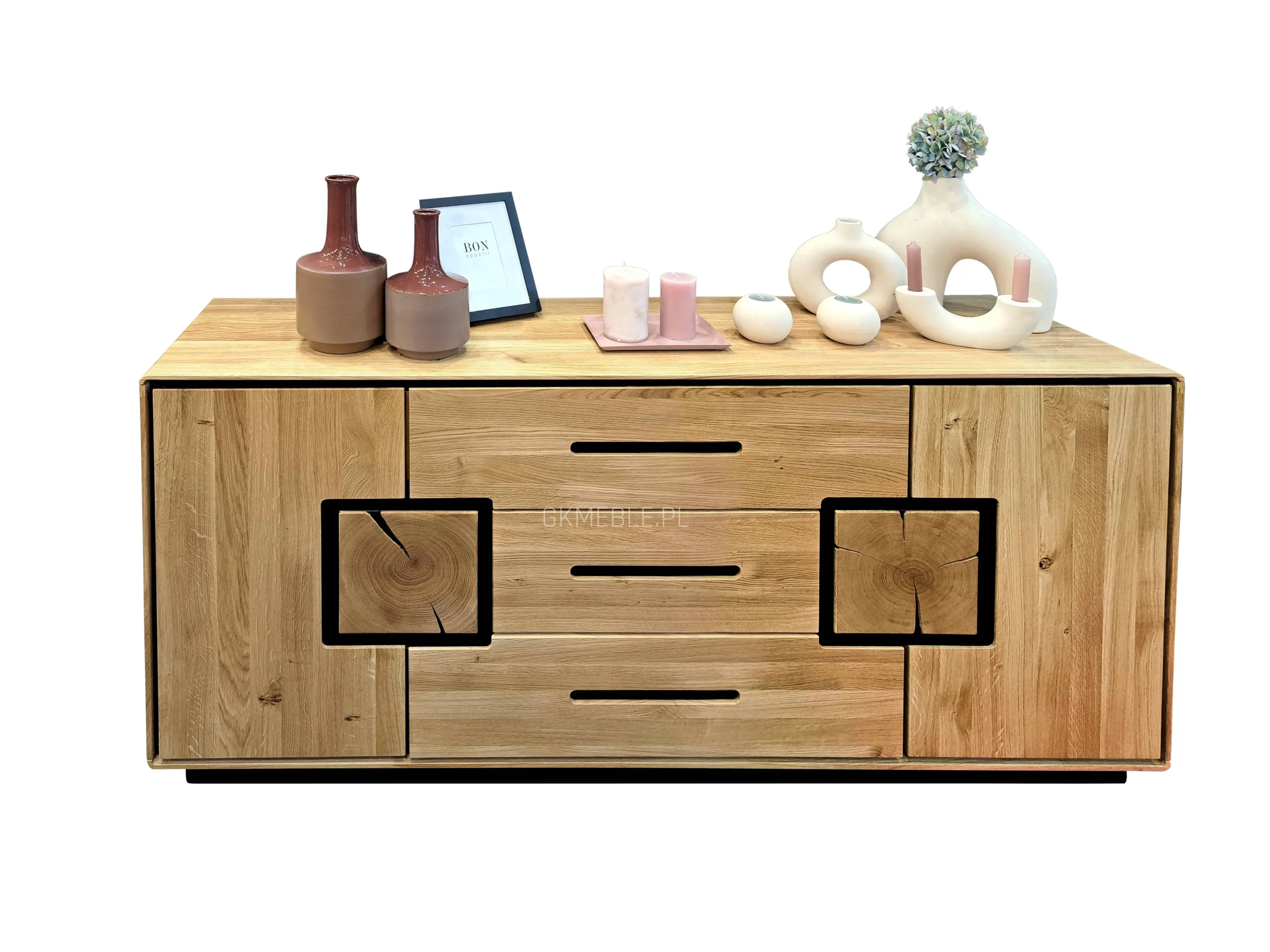 Komoda 2-drzwiowa z 3 szufladami dębowa MELLOW 165x77