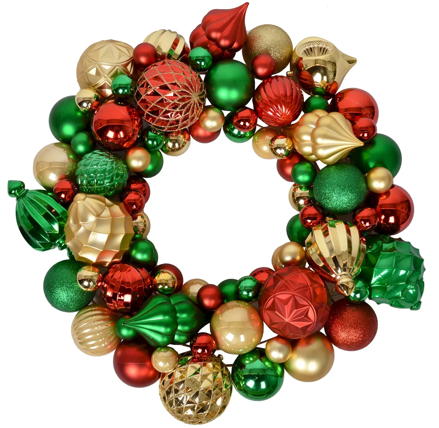 Wieniec z bombek MINI 49 cm czerwono-zielono-złoty