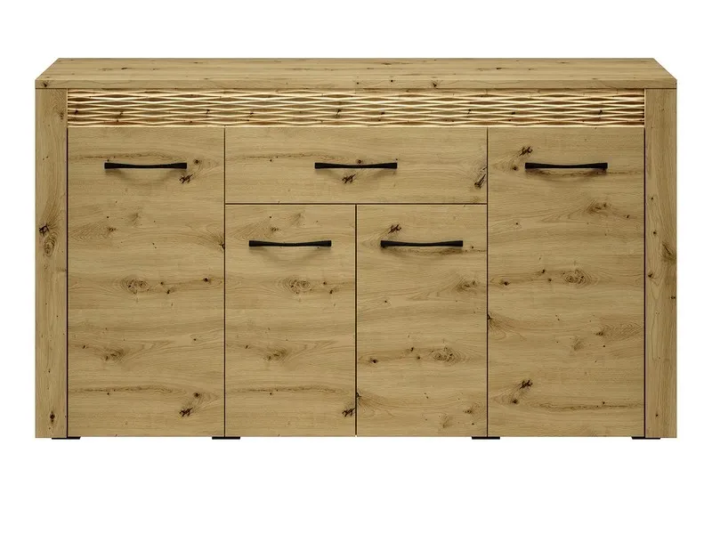 Komoda 4-drzwiowa z szufladą ARTIS 08 z oświetleniem, dąb artisan - 1ARTI08-001