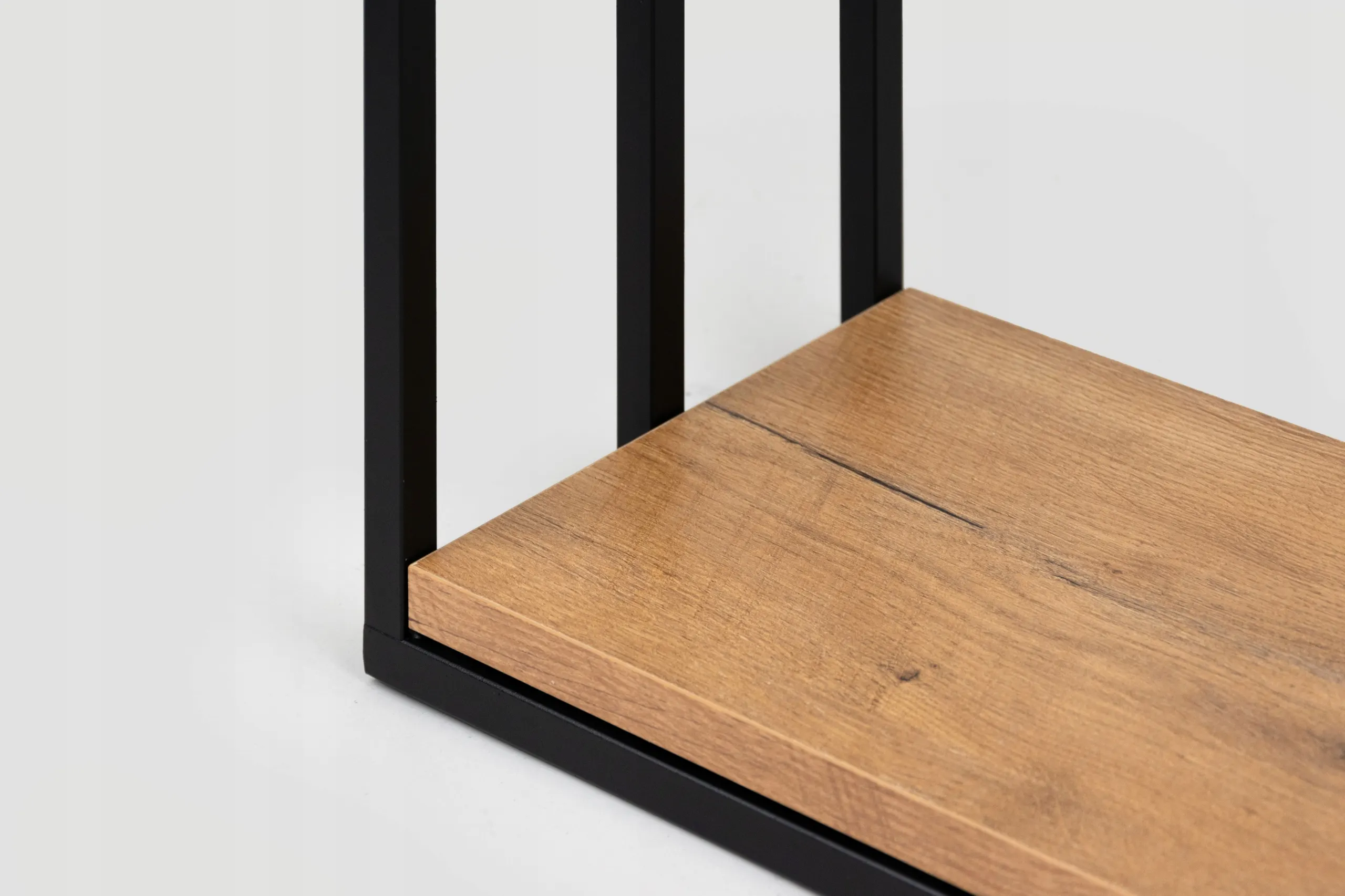 Wieszak na ręczniki metalowy CLECY 50x23x92 czarny efekt drewna - LD_TZ000382