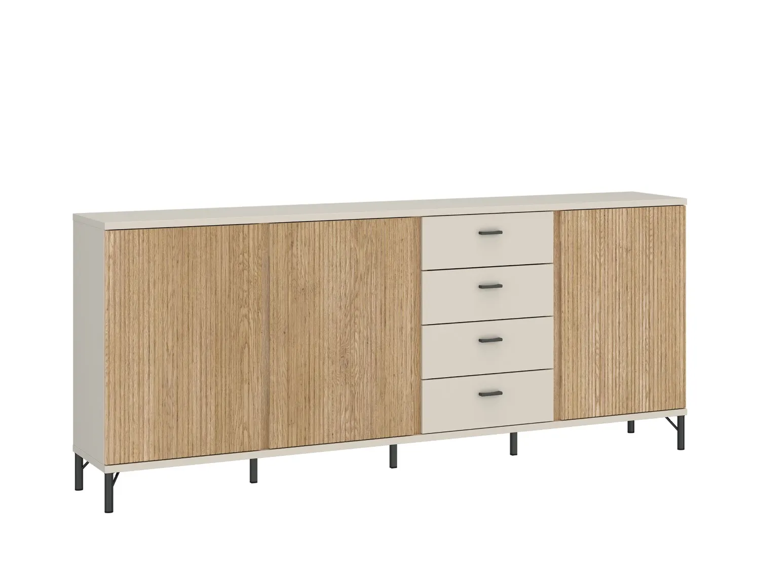 Komoda 3-drzwiowa z szufladami MOSANO 200 cm kaszmir/dąb cremona - 6000000021312