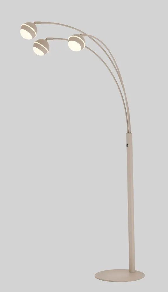 lampa stojąca, lampa podłogowa, trzy źródła światła, metaliczny kolor, nowoczesny design