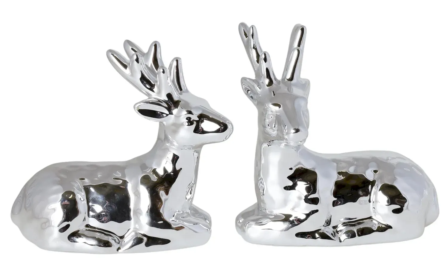 Figurka ceramiczna RENIFER 2 sztuki srebrne