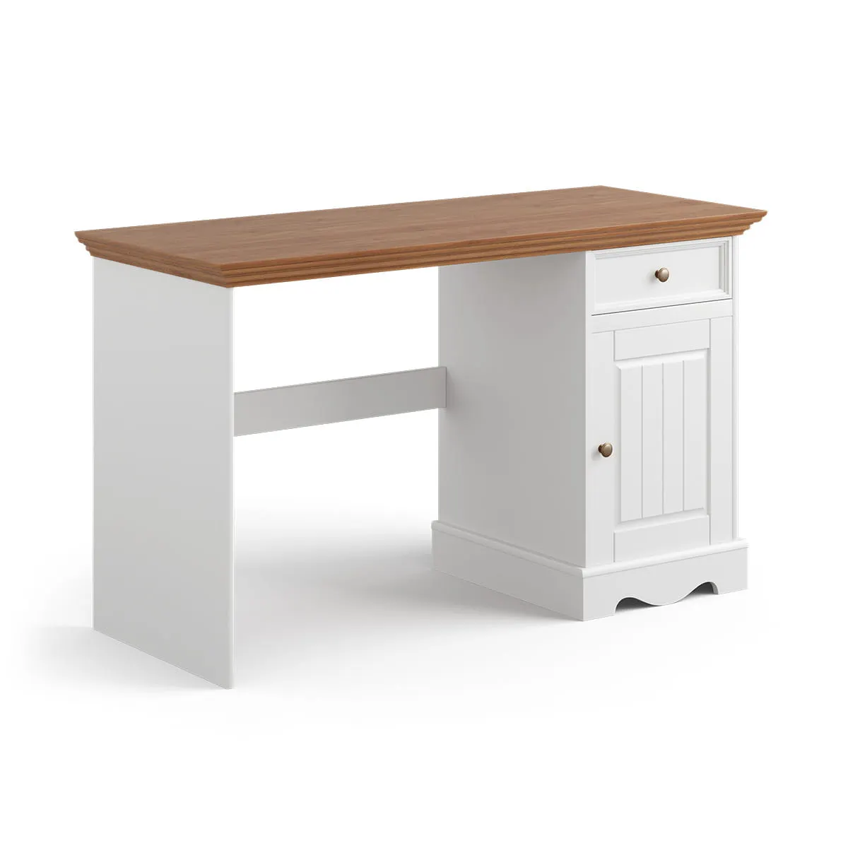 Biurko sosnowe z szafką i szufladą BELLUNO ELEGANTE biała - dąb Biurko sosnowe z szafką i szufladą BELLUNO ELEGANTE biała - dąb