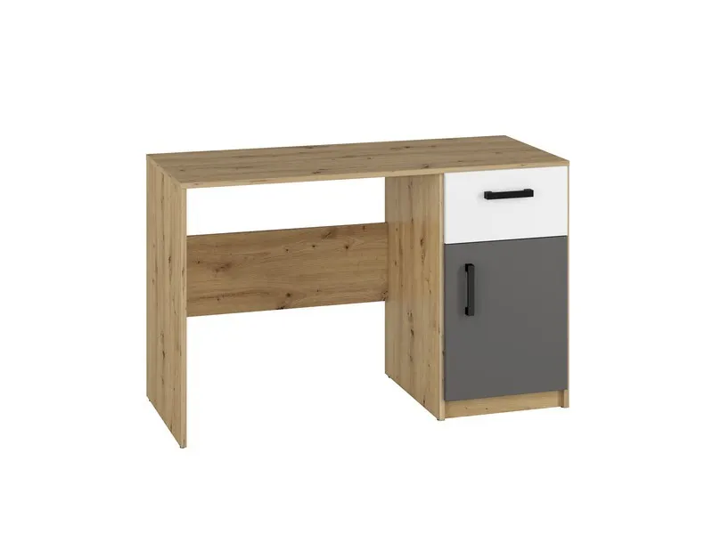Biurko młodzieżowe FINI 08 biały, antracyt, dąb artisan
