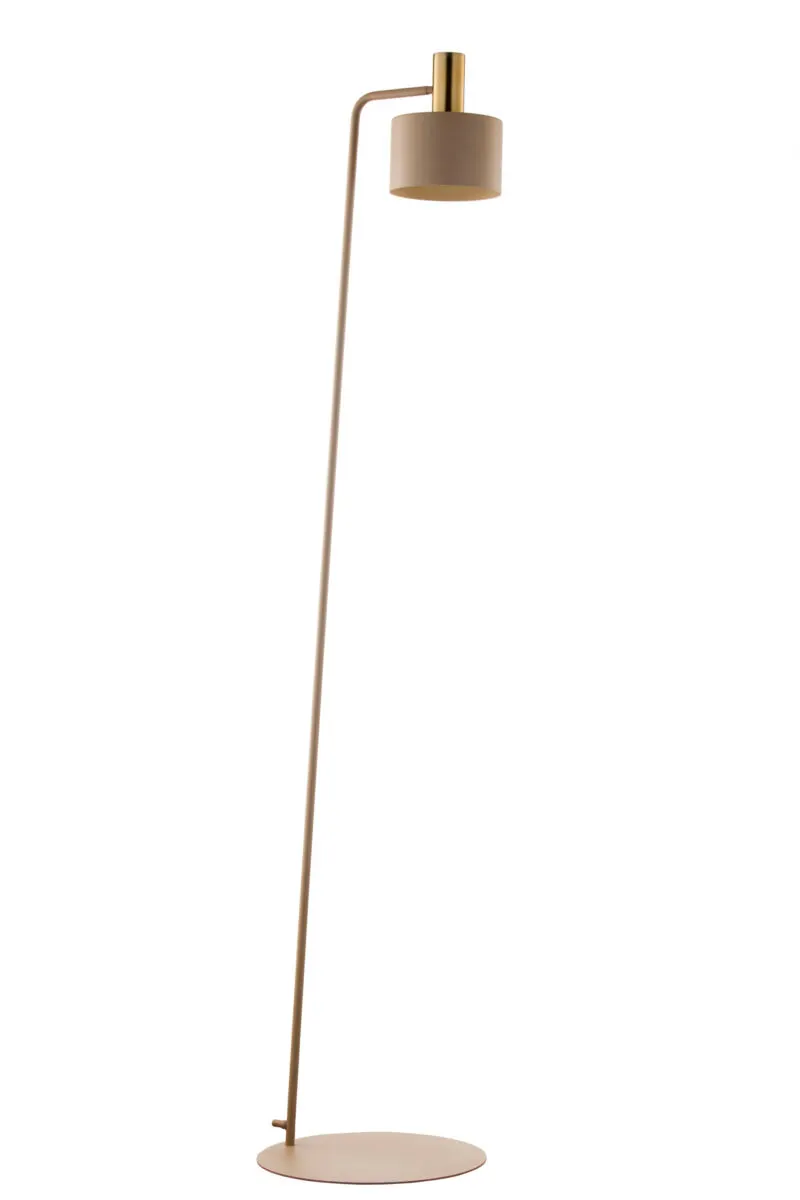 lampa stojąca, metal, kolor beżowy, lampa podłogowa, podnóżek/źródło światła
