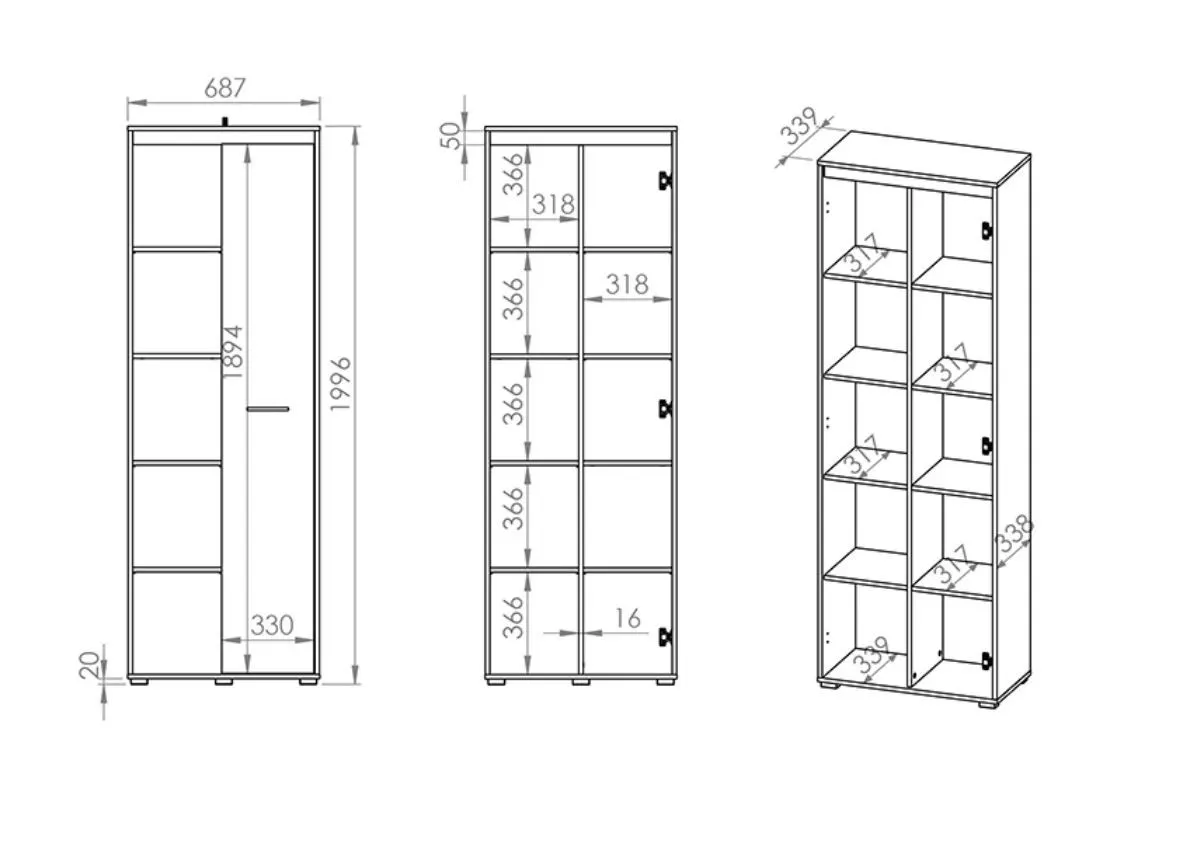 Regał zamknięty wysoki AVO 06 sonoma jasna - 1AVO06-001