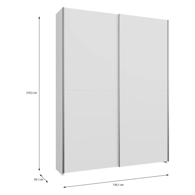 Szafa 2-drzwiowa HOME NOOK drążek i półki drzwi przesuwne 150cm biała - HMNS72231-120