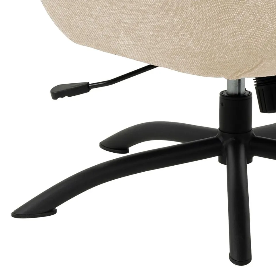 Fotel obrotowy z podnóżkiem SALLY kremowy - 0000095922