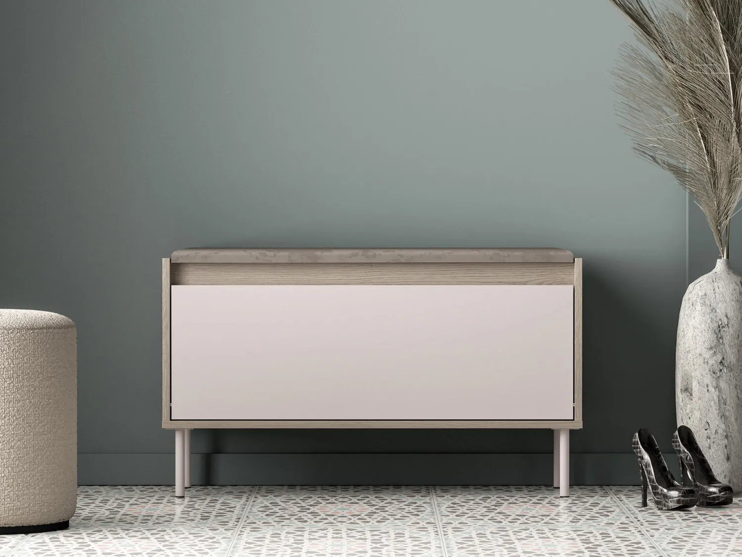 Szafka na buty z siedziskiem i schowkiem VOCO 90x55 dąb cremona/kaszmir - 1VOCO05-001