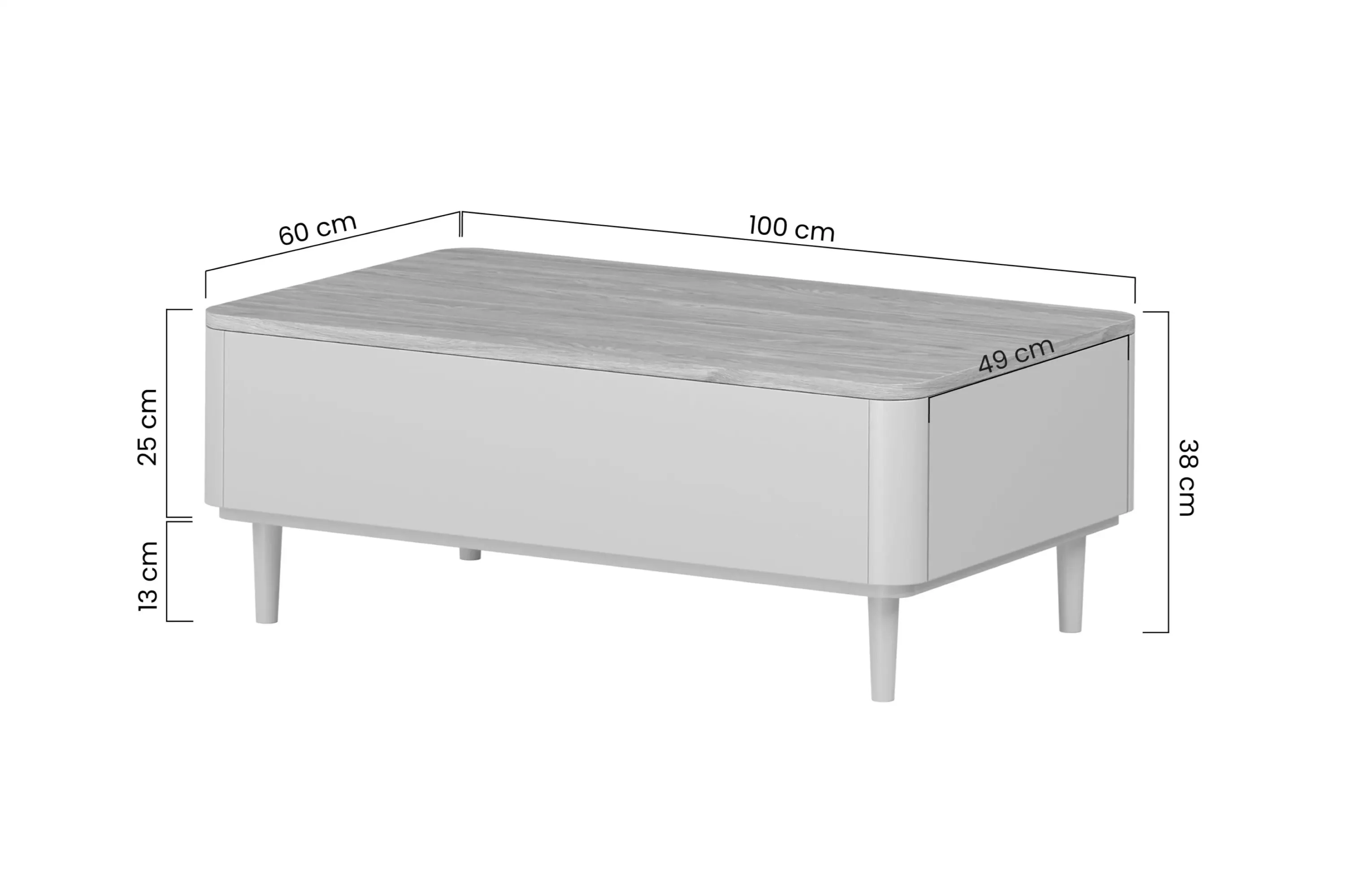 Stolik kawowy z 2 szufladami ELIVO 60x100cm drewniane nogi eukaliptus dąb baltic dune - B_169191