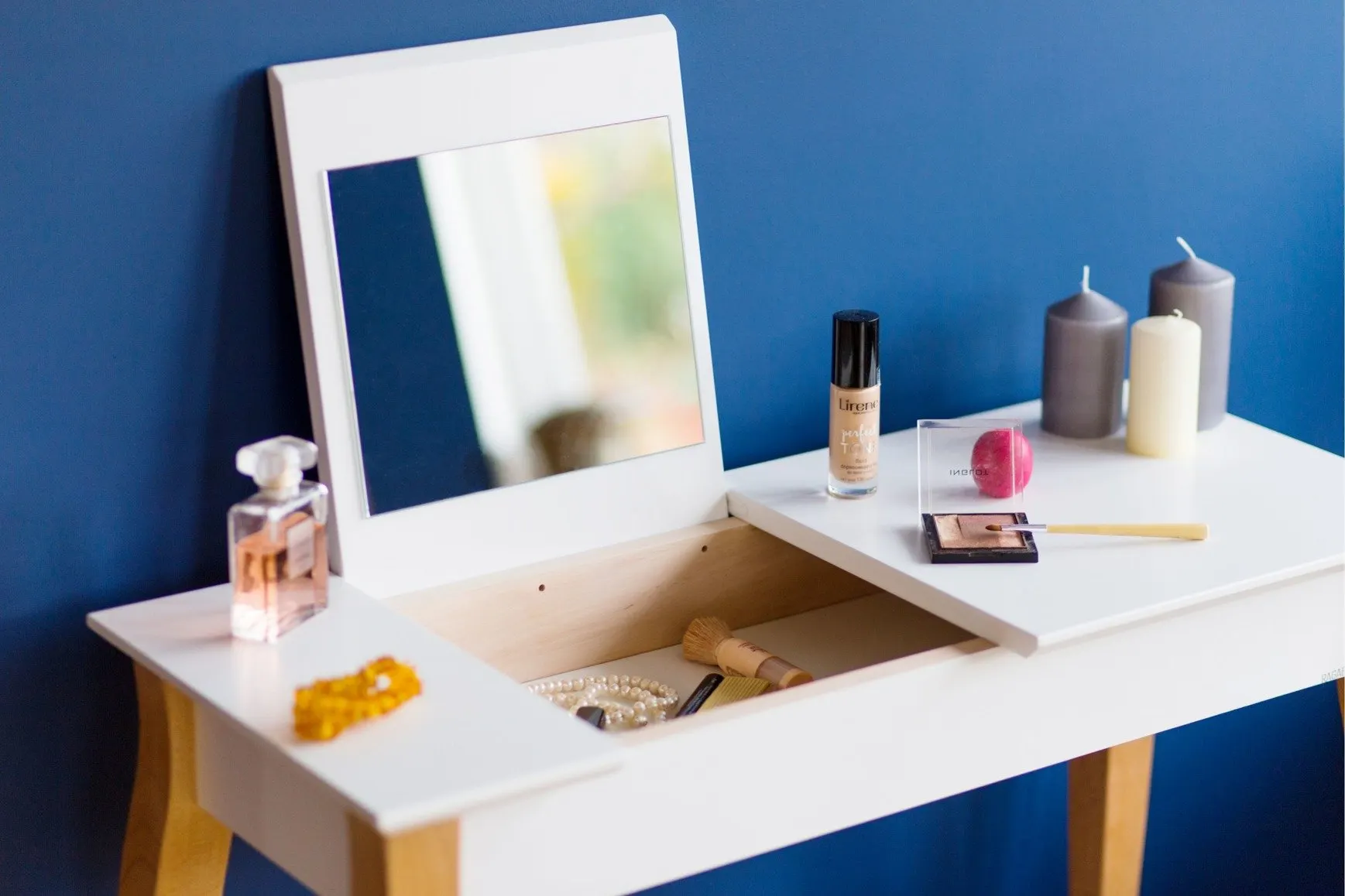 Meble, Perfumy, Tabela, Biurko, Świeca