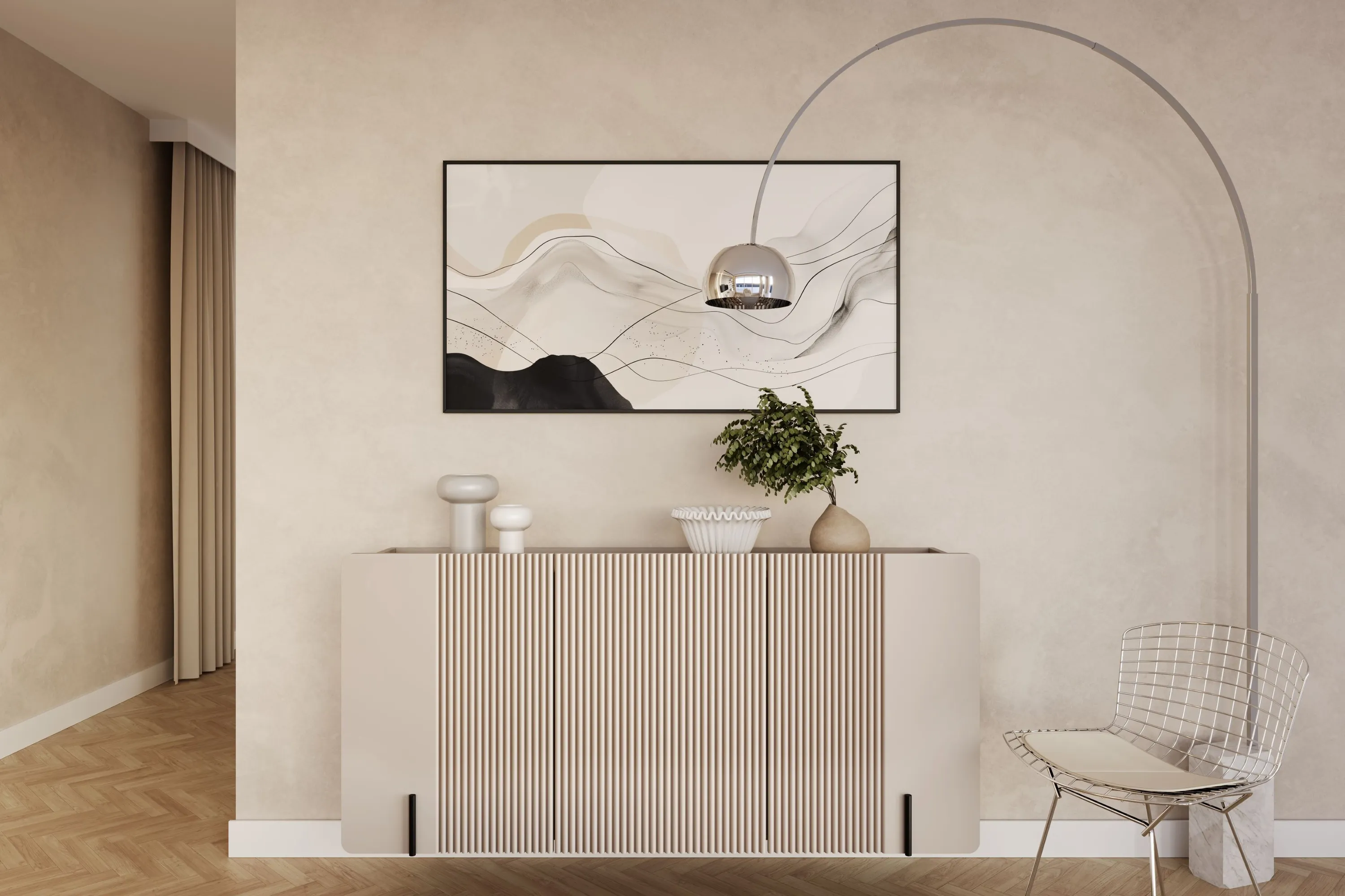 Komoda wisząca 3-drzwiowa MALMI 150cm - kaszmirowy - czarny - B_167025