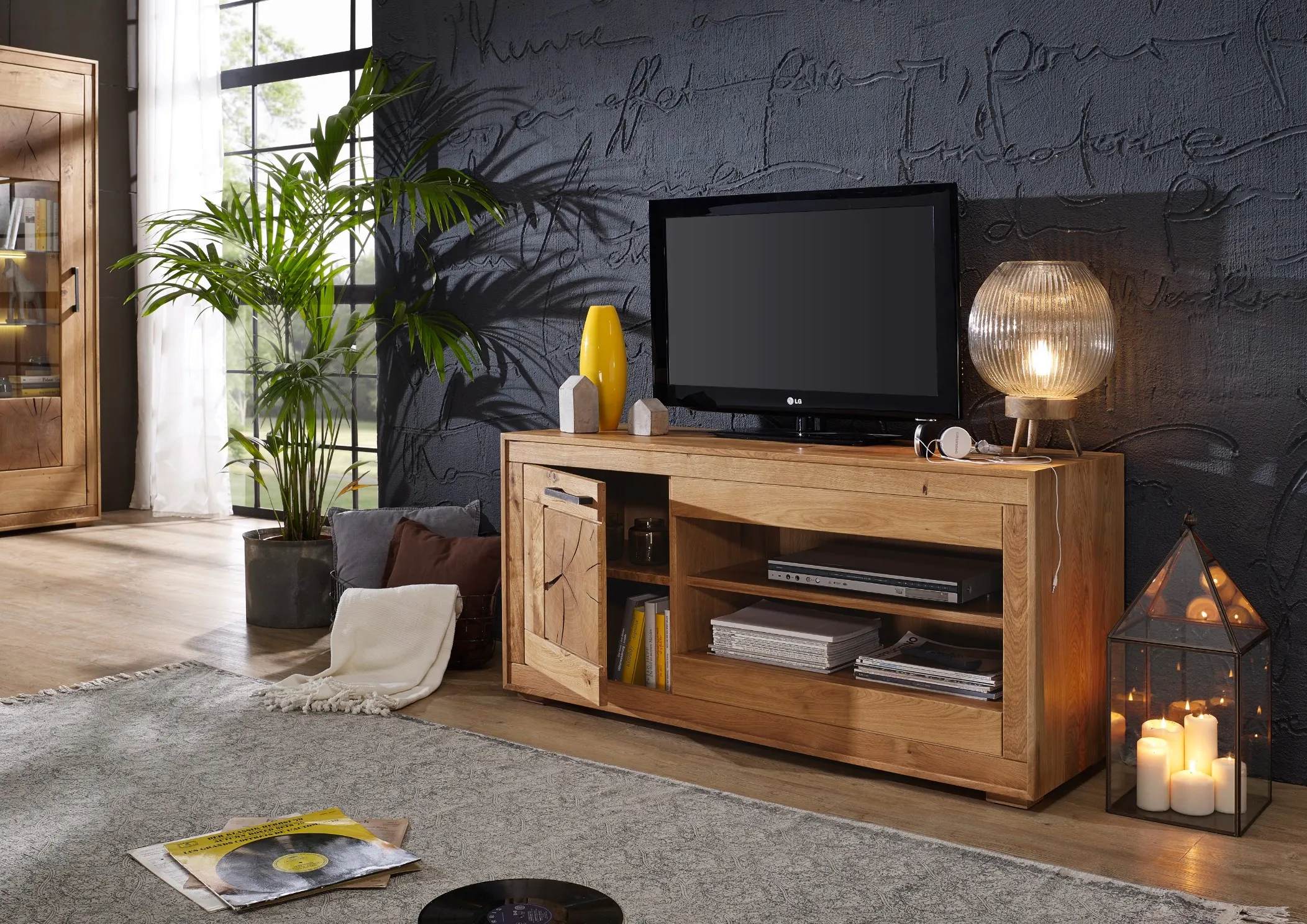 Szafka RTV I Cornflower dębowa z szafką 130 cm - GK_1033150311