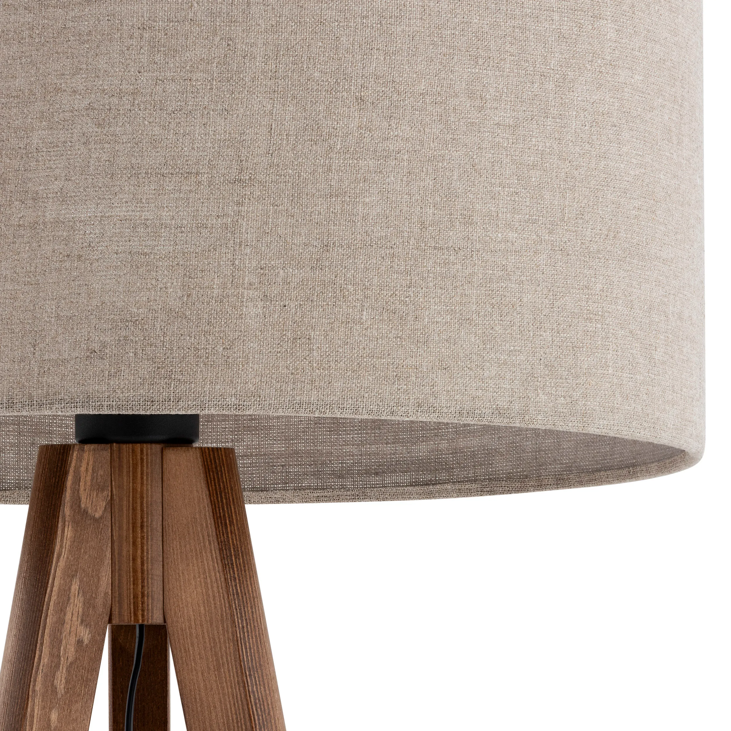 Lampa podłogowa GRAND orzechowe ciemne nogi brązowy okrągły abażur 145x50cm - TK_16018