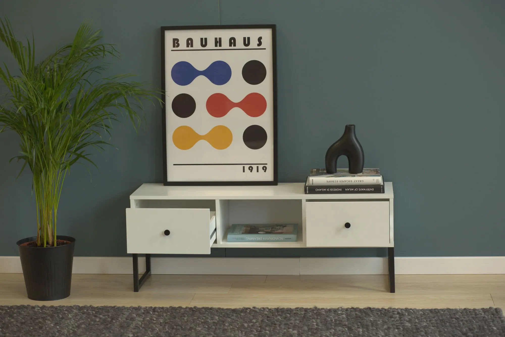 Szafka RTV z 2 szufladami LINEA kaszmirowa - INT_5003455