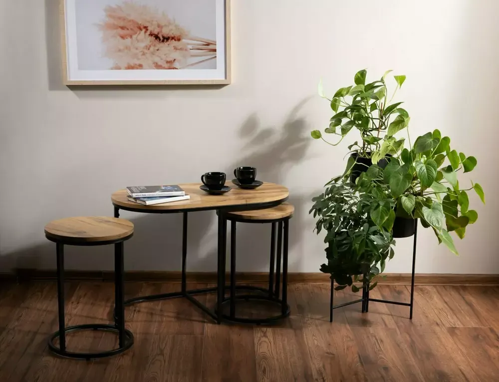 ŁAWA TWIX DĄB ARTISAN/CZARNY (ZESTAW 75x40- FI35) - TWIXDAC