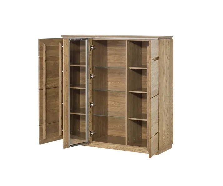 Komoda wysoka z witryną 3 drzwiowa MONTENEGRO 48 drewniana 125x120x42cm - TH-100-0938