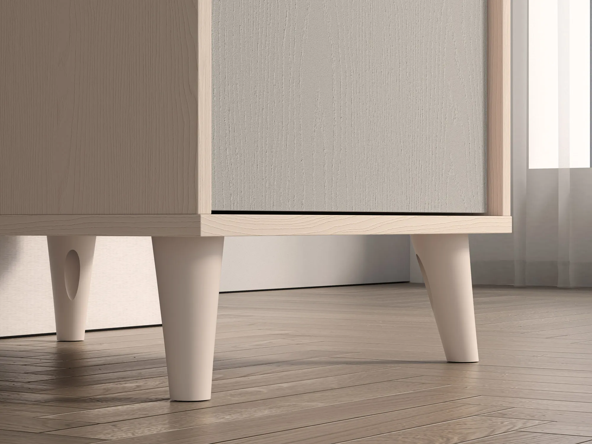 Biurko z szafką MEVEL 07 piasek pustyn, szary pallad - 1MEVE07-002