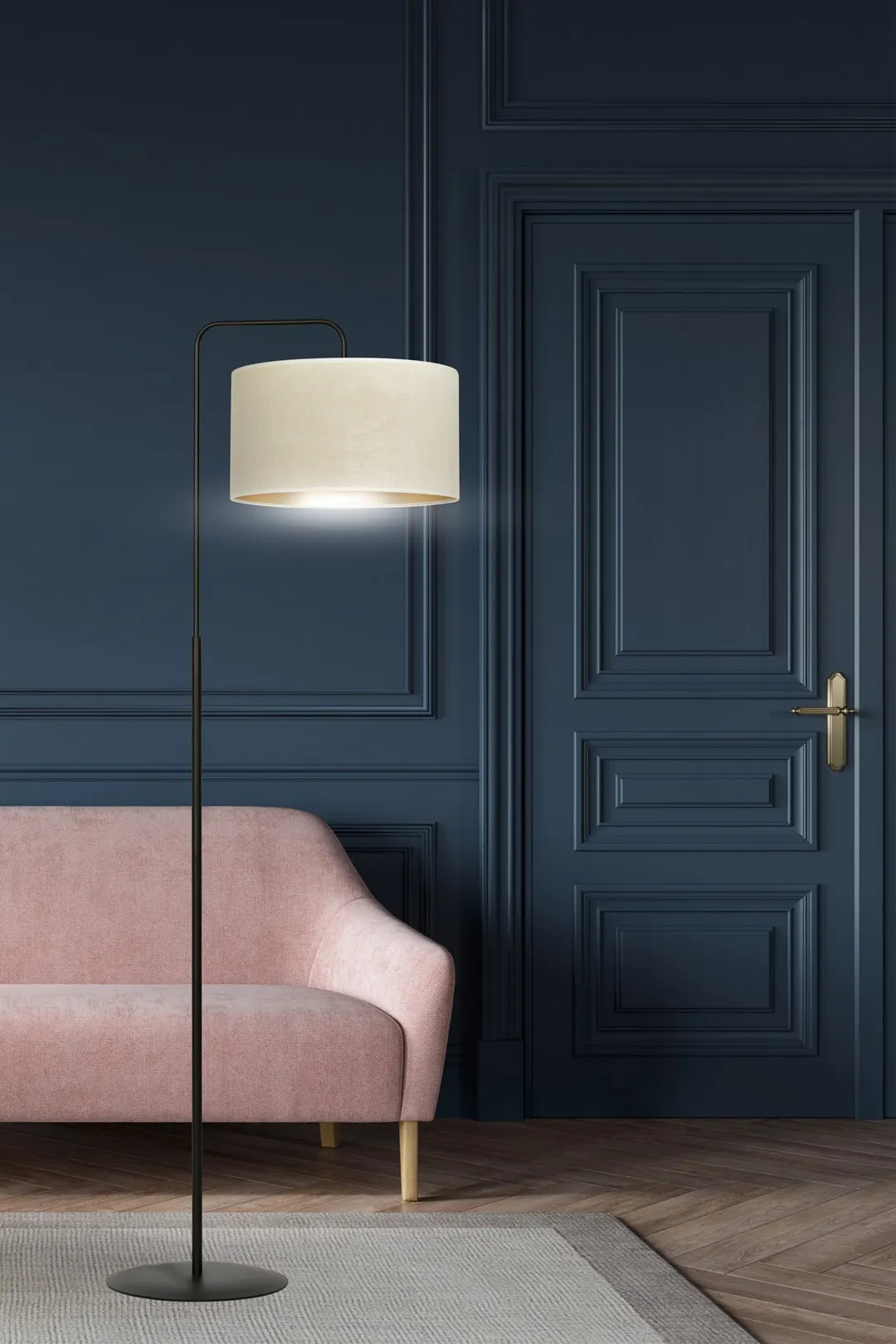 Lampa stojąca HILDE 150 cm czarno-beżowa metalowa - 1052/LP1