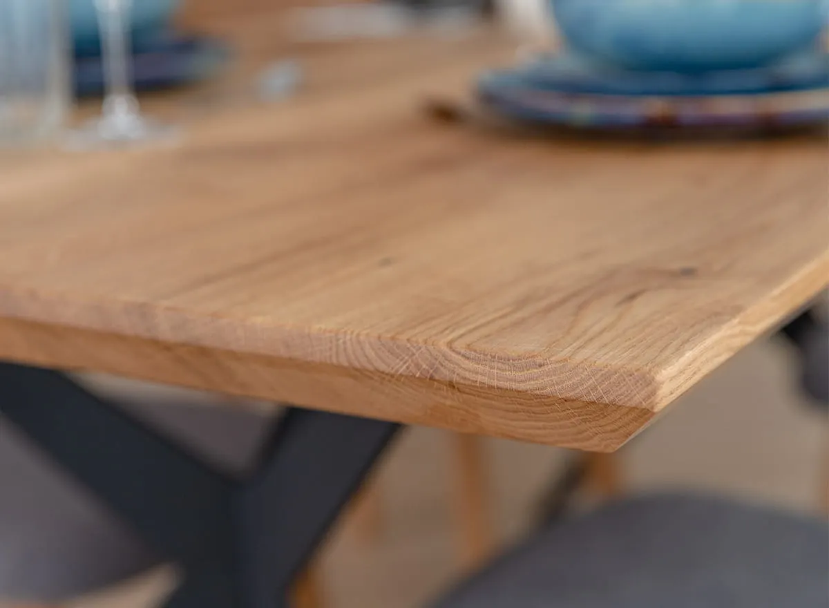 Stół dębowy na metalowych nogach CASERTA 180x90 blat 4cm - dąb olejowany, czarny - CASERTA90X180_4