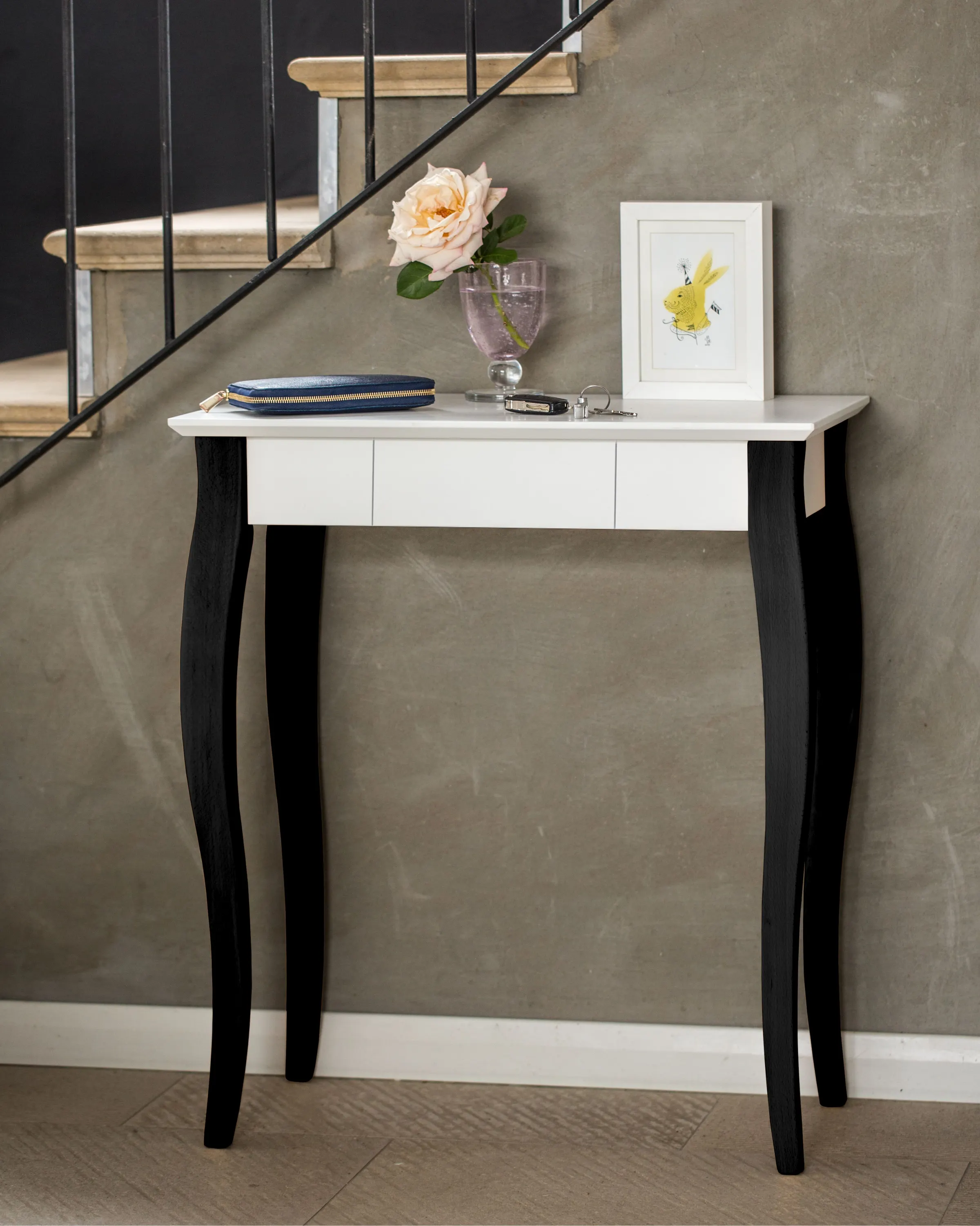 Biurko z szufladą LILLO 65x40 niebieski blat/drewniane nogi - NRAGABAWDLIL113