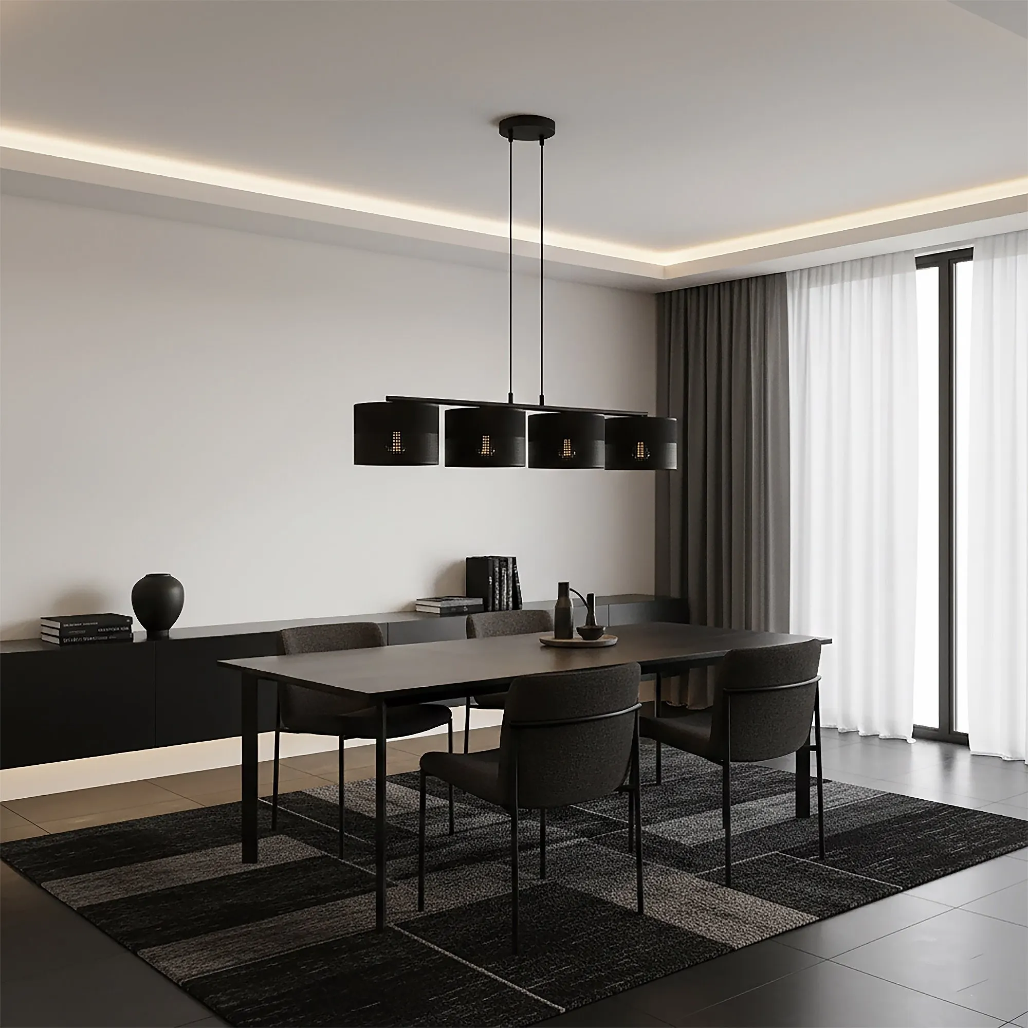 Lampa wisząca KARBON 4 BLACK z abażurami czarna - 1651/4