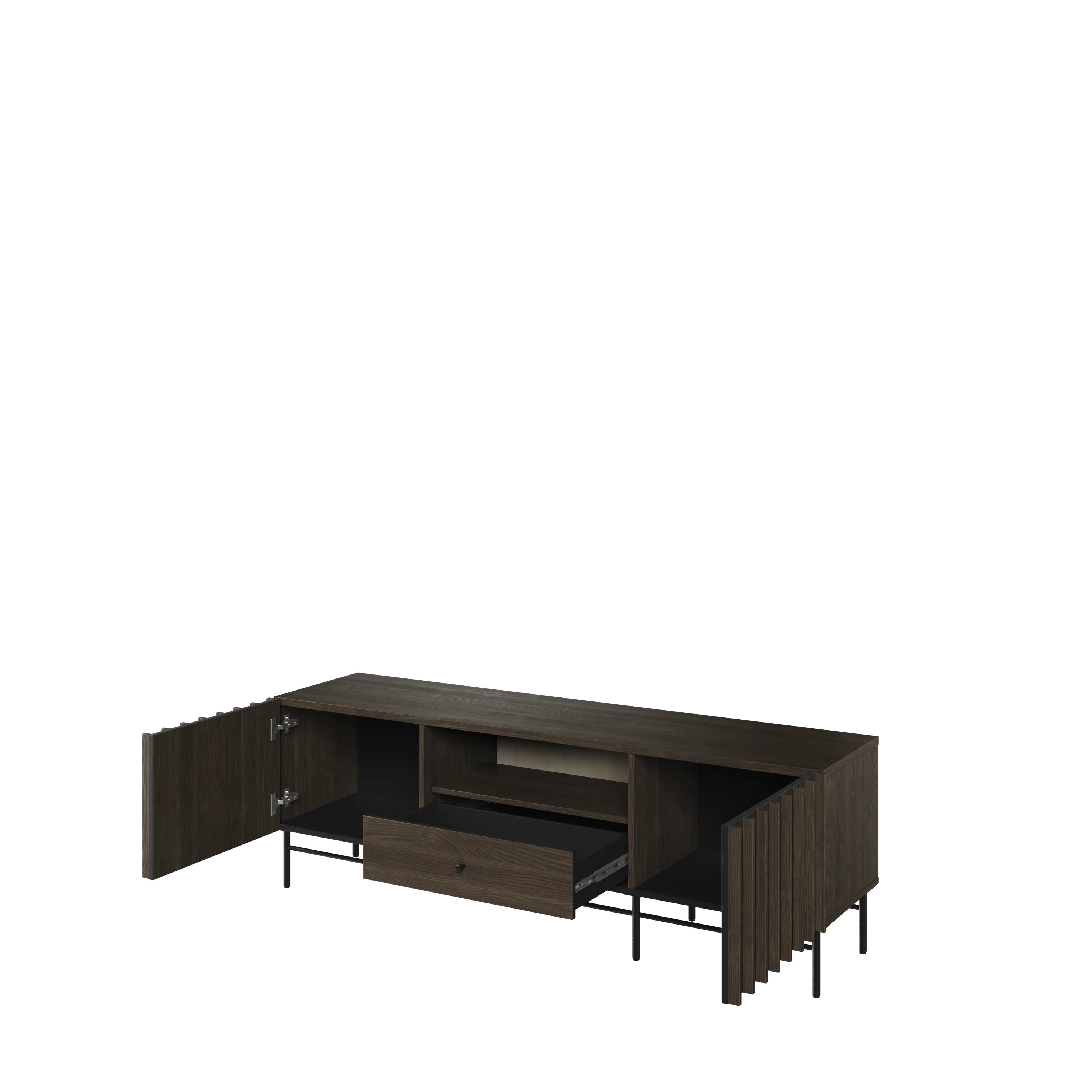 Szafka RTV z lamelami Piemonte PE-03 165cm jesion portlandzki/czarny