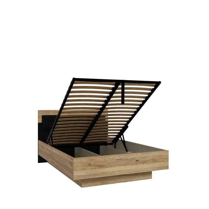 Łóżko ze stelażem BADERNA 140X200 - dąb mauvella, czarny - BDNL1142-M635