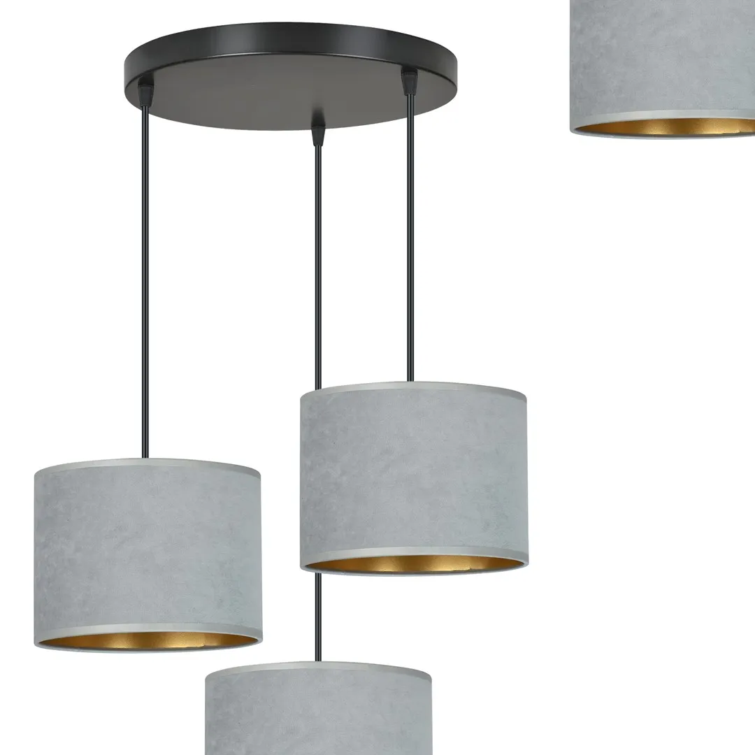 Lampa wisząca HILDE 3 PREM czarny szary — zdjęcie 2