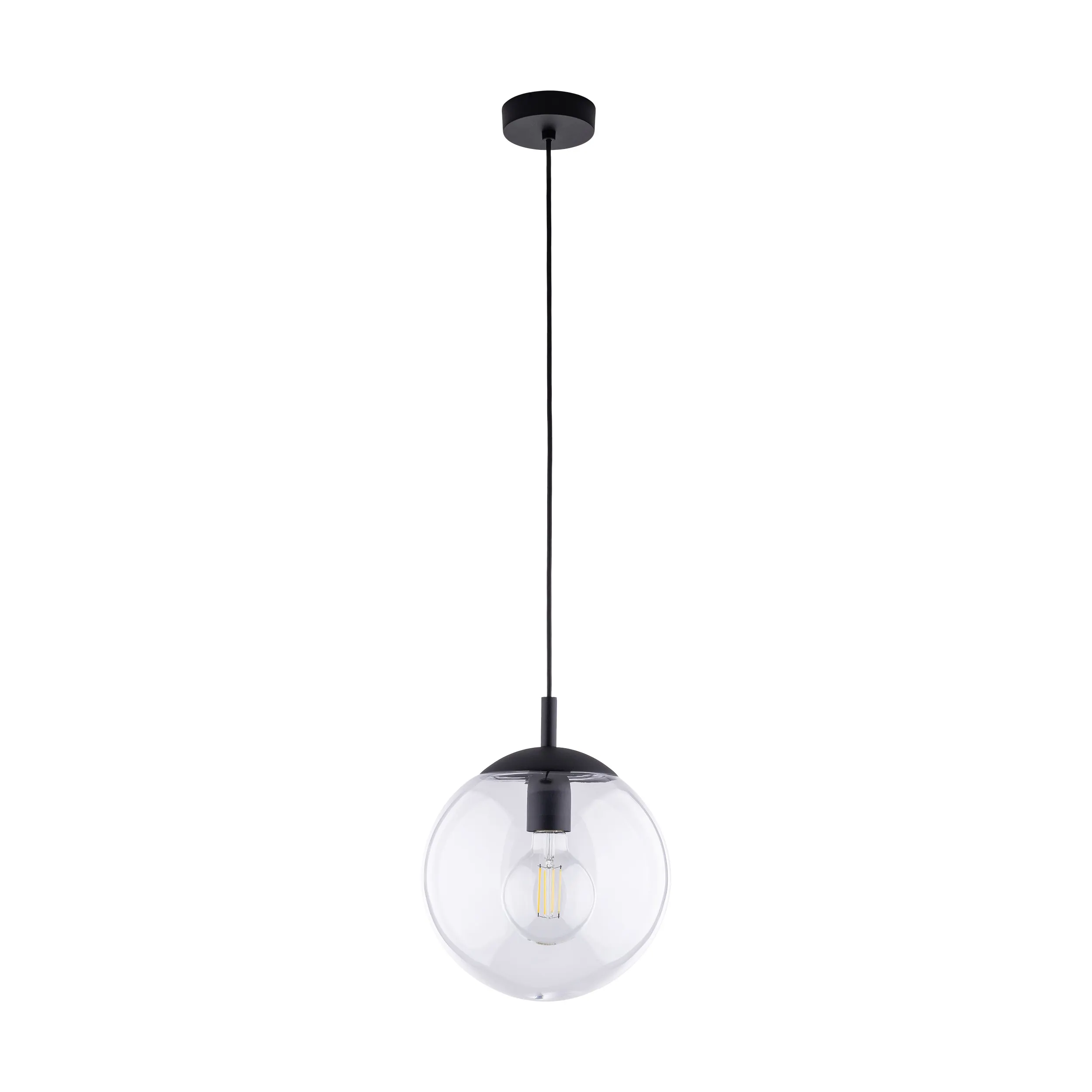 Lampa wisząca ESME czarna z transparentnym szklanym okrągłym kloszem 170x25cm