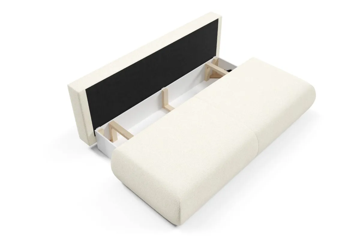 Sofa rozkładana z pojemnikiem PUENTE 214 cm kremowa