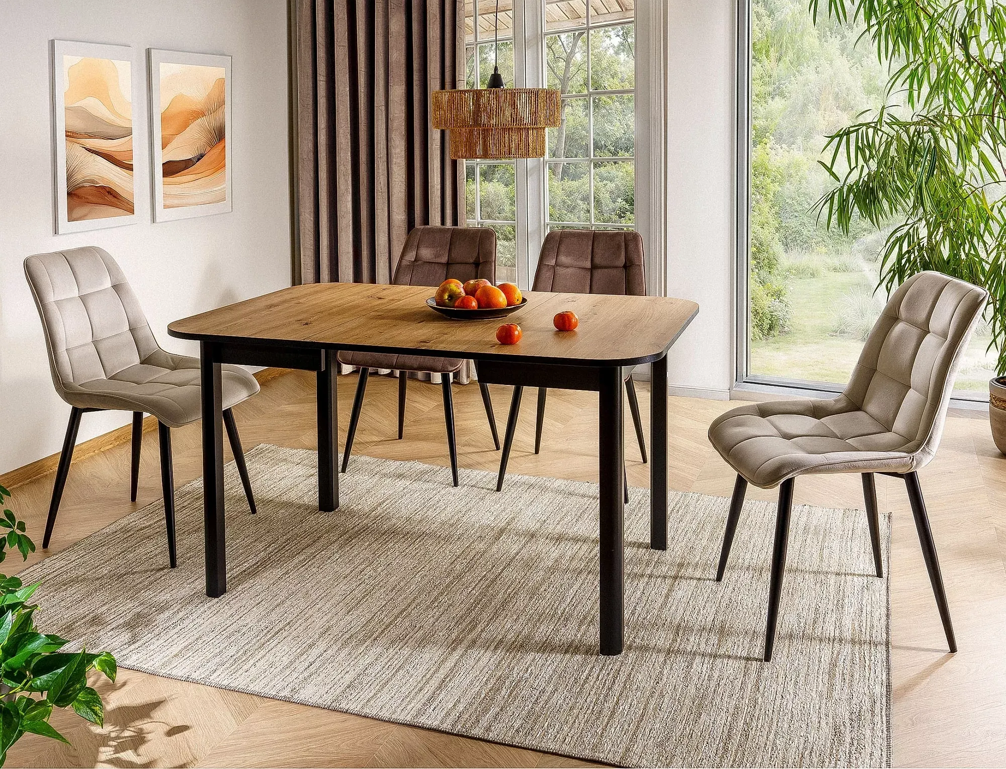 Stół rozkładany DANTE II 90(130)x90 dąb Artisan/czarne nogi - DANTEIIDACM90