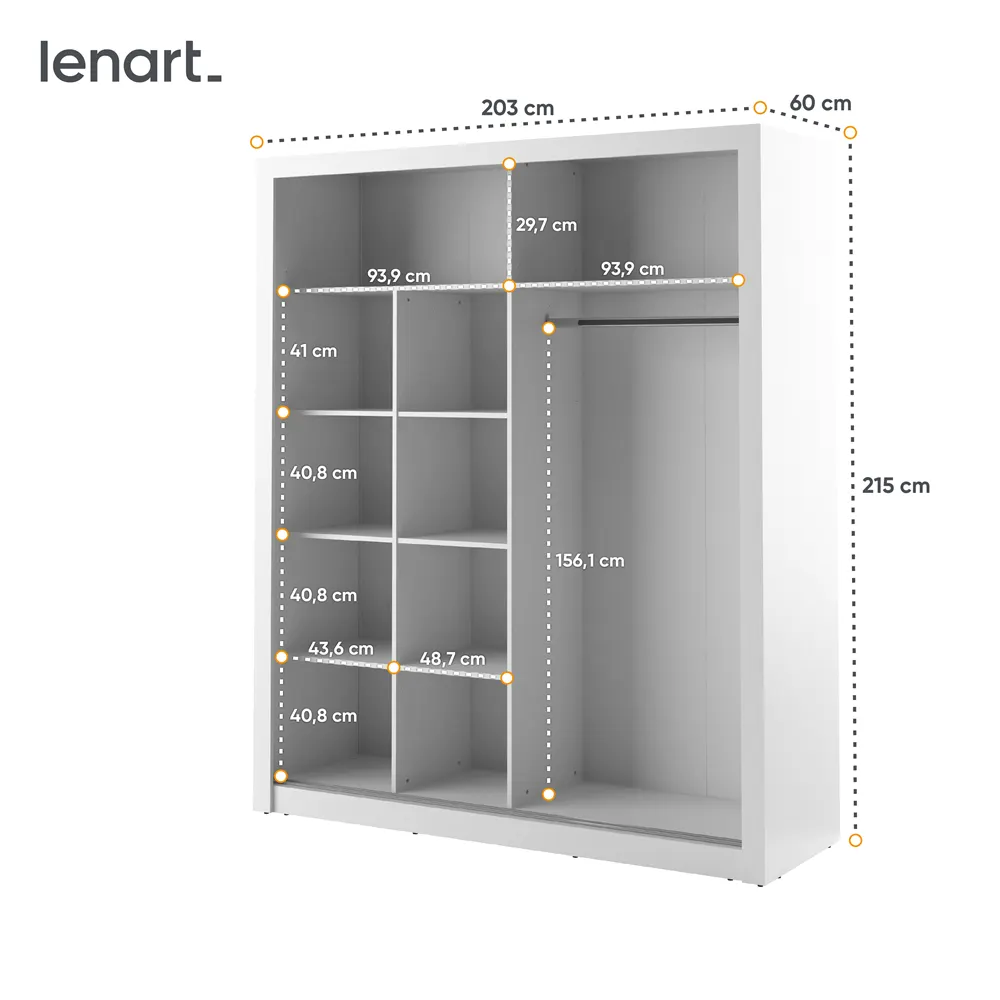 Szafa 2-drzwiowa z lustrami ARTI AR-08 203cm biała - AR8BI