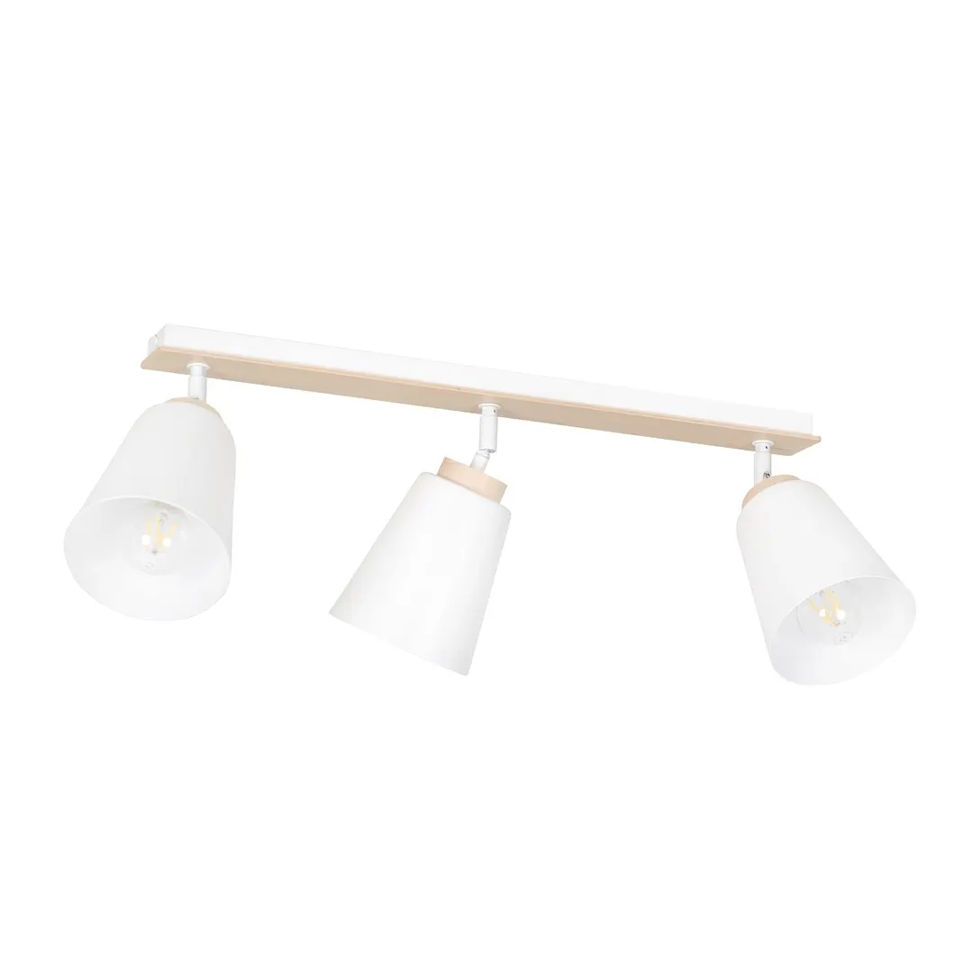 image lampa sufitowa, oprawa trzyoprawowa, biała, metalowy przewód, lampy LED