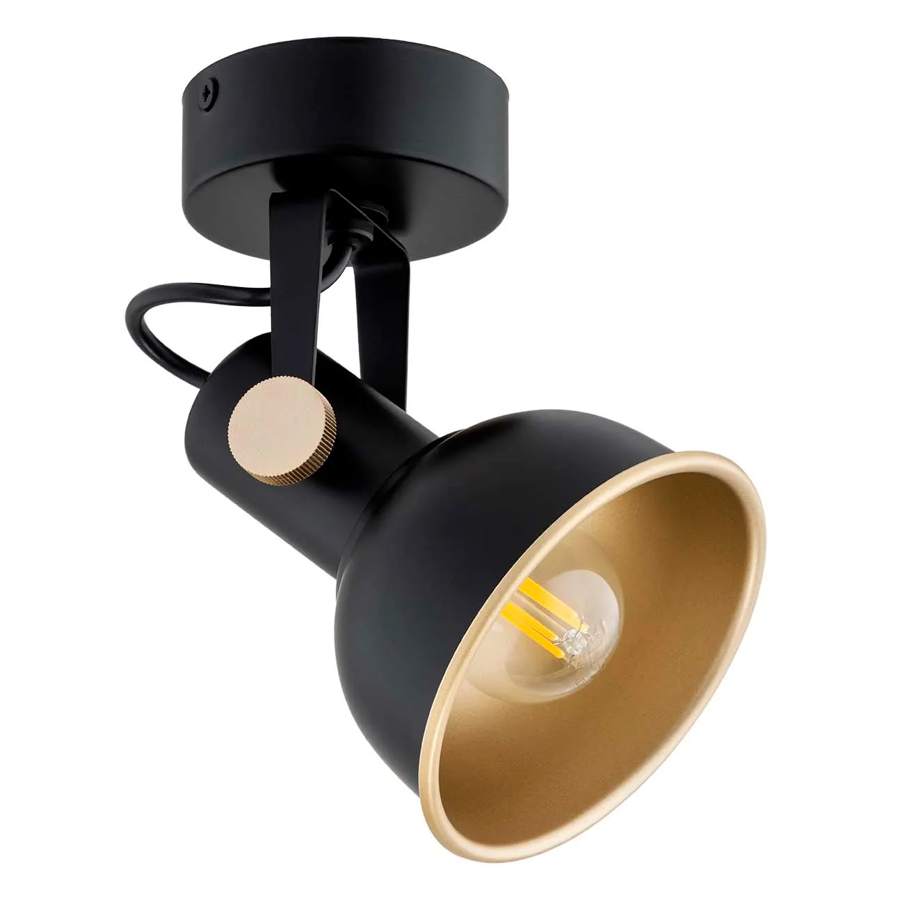 Kinkiet / Plafon LENORA czarny ze złotymi elementami regulowany - 8246