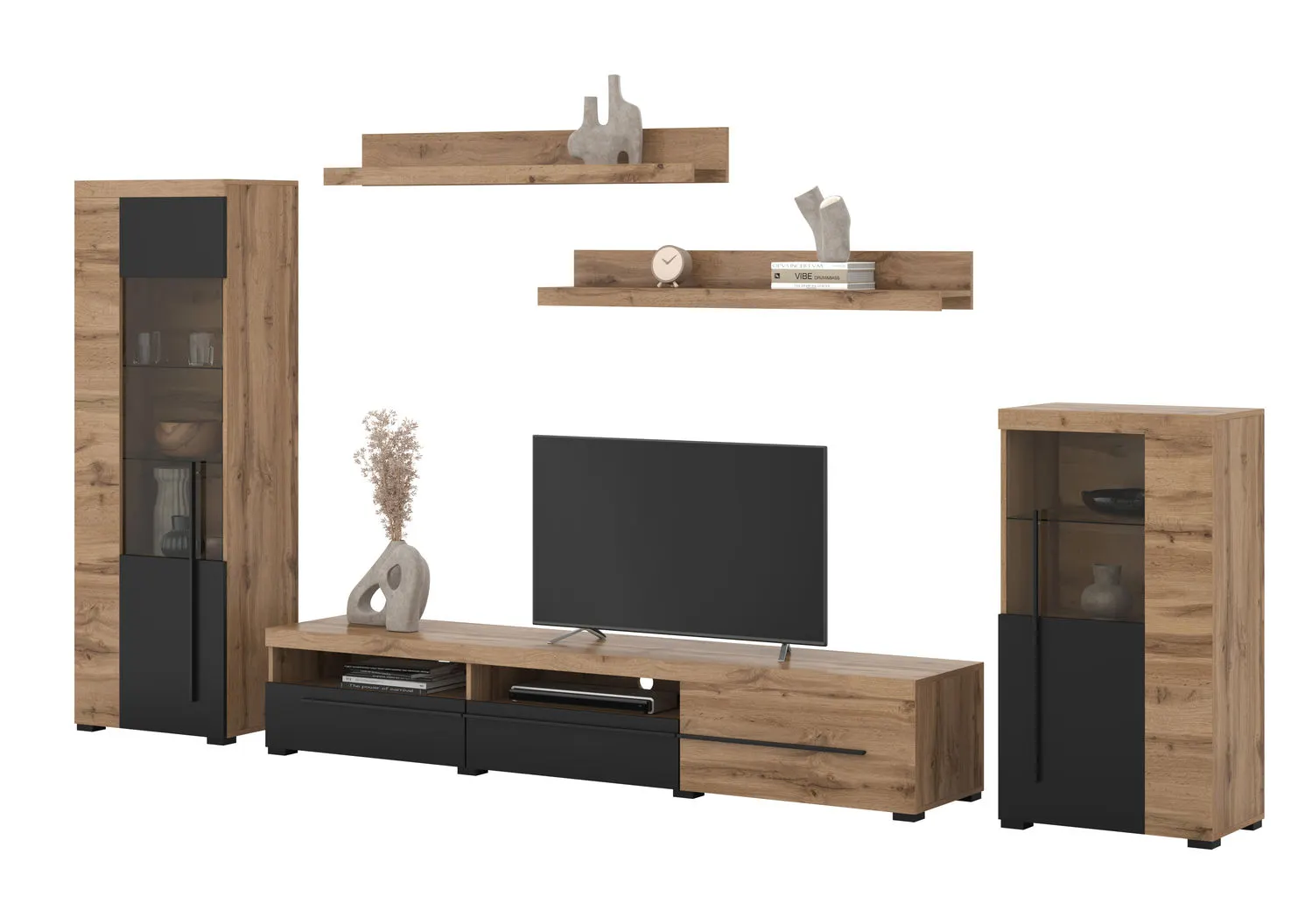 Meblościanka ROGER 11 dąb wotan/czarny - 22N2ZH11