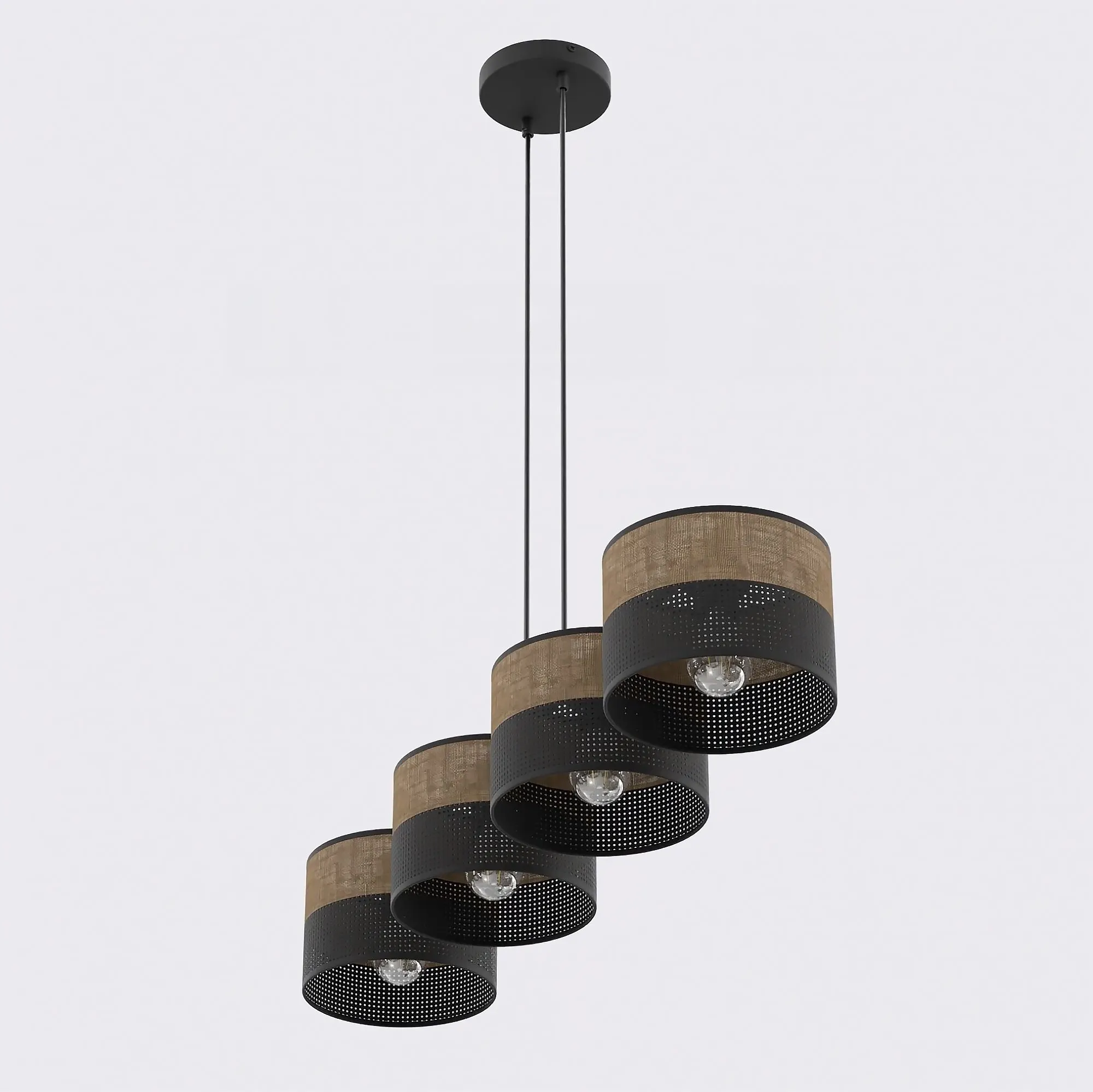 Lampa wisząca KARBON 4 BL BROWN z abażurami brązowa czarna - 1653/4
