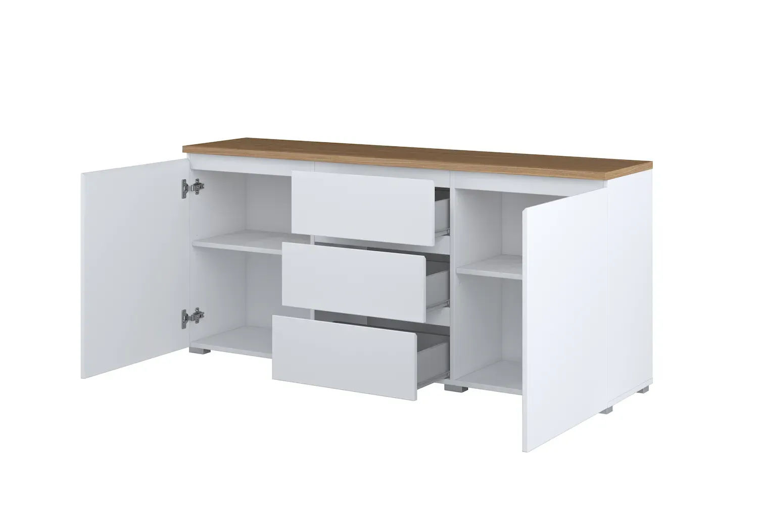 Komoda 2-drzwiowa z 3 szufladami MODO 150cm biały dąb mauvella - 247VOJ26