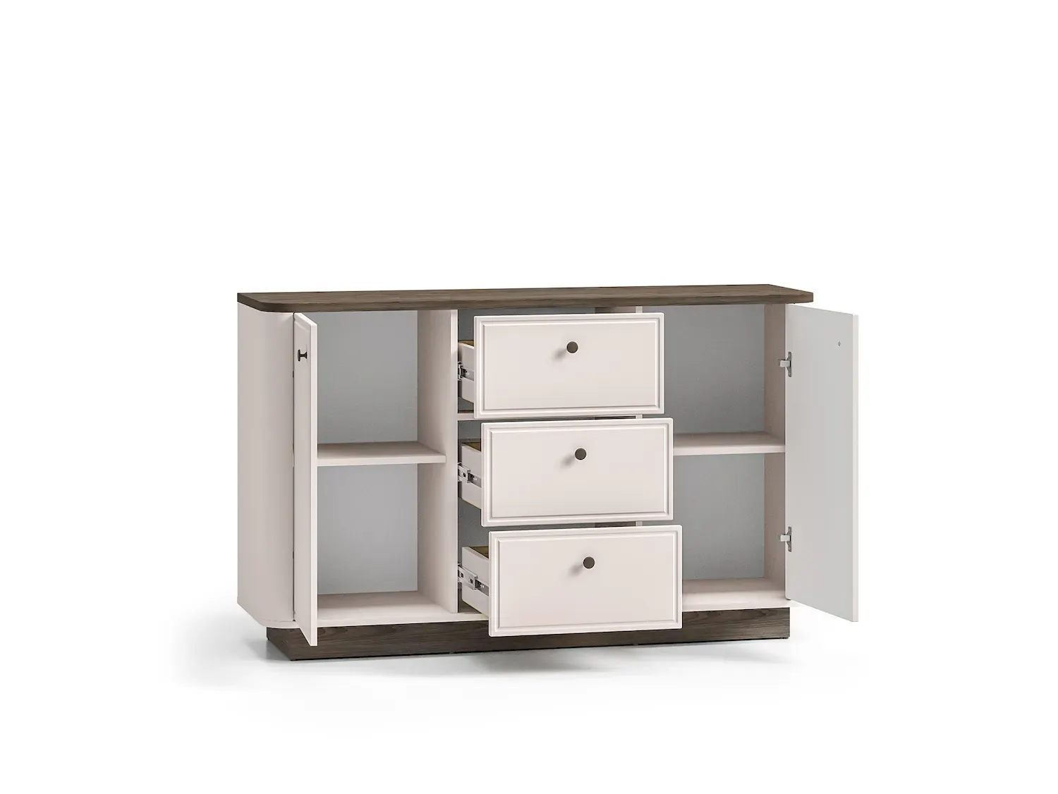 Komoda 2-drzwiowa z 3 szufladami VILAVIO 04 szer.138cm dąb windmill dark cashmere - 1VILA04-001