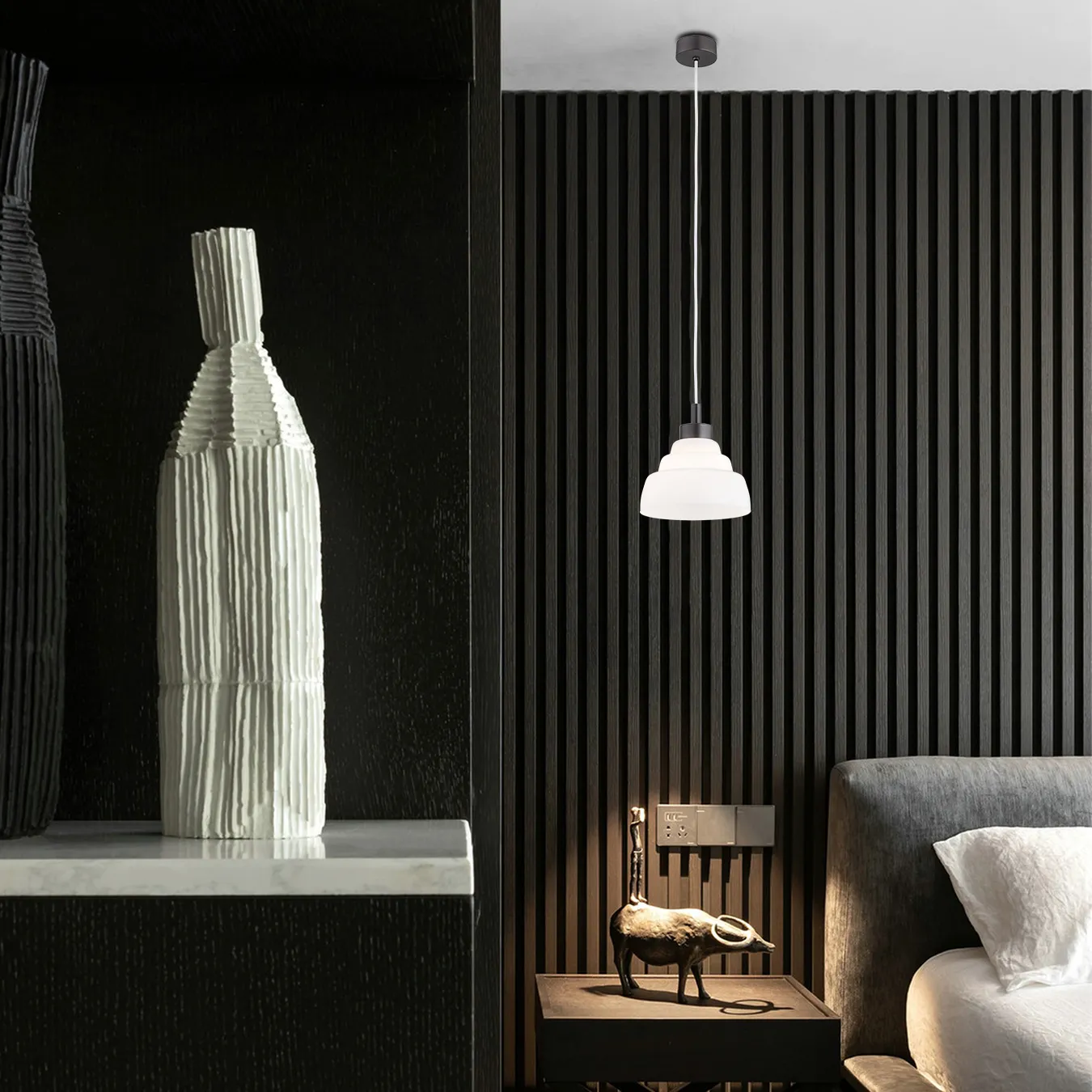 Wewnątrz, Projektowanie wnętrz, Panele drewniane, Lampa