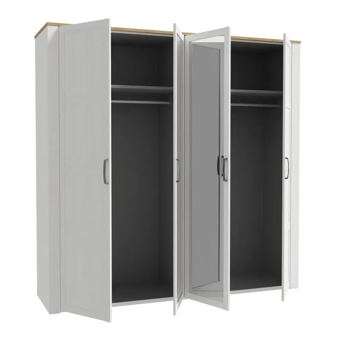 Szafa 4-drzwiowa z lustramii CHISBURY - dąb riviera, modrzew jasny sibu - BHLS941-M482