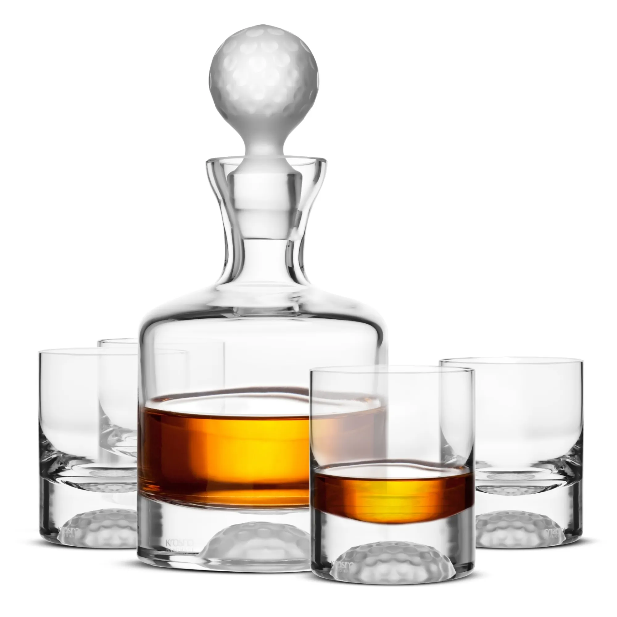 Komplet do whiskey GOLF karafka 500 ml i 4 szklanki 280 ml transparentny karafka, butelka, whisky, kieliszki, korek glassowy