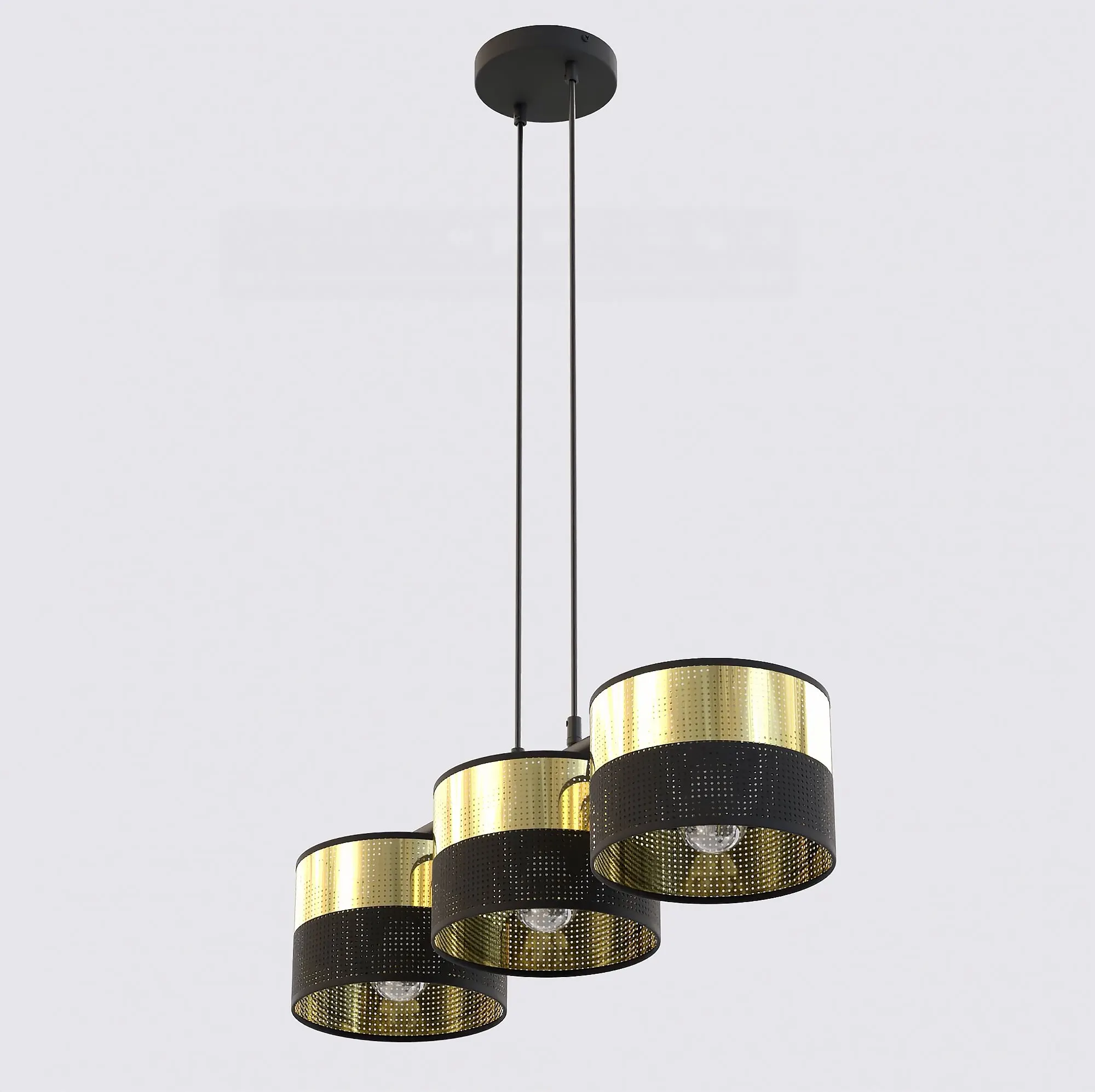 Lampa wisząca LUX 3 BL GOLD z abażurem czarna złota - 1649/3