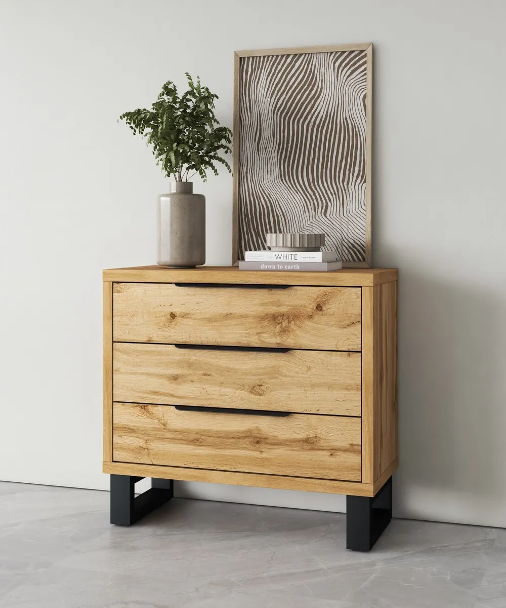 Komoda z szufladami HALLE 99x83 dąb Wotan - 24N0NG27