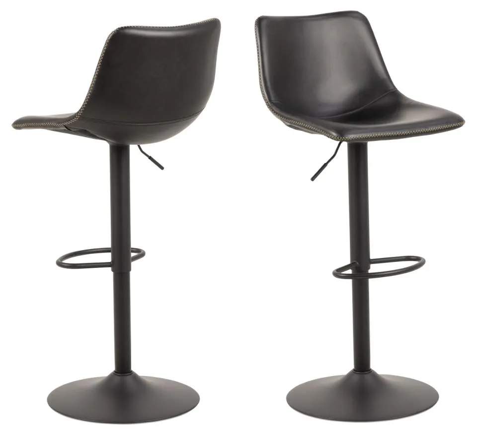 Hoker wysoki Kyla obrotowy - podnoszony Czarny z kremowymi przeszyciami