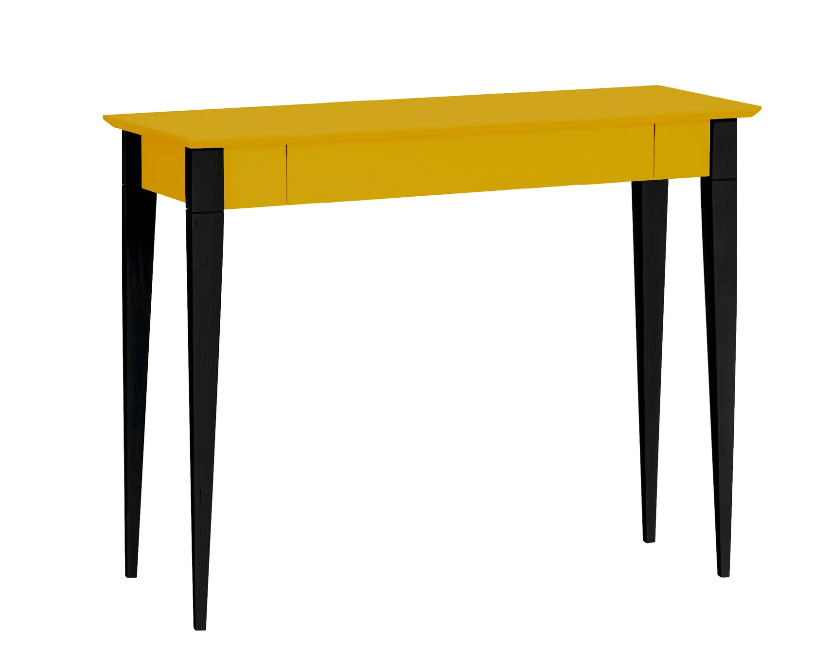 Biurko z szufladą 105x40 MIMO żółty blat/czarne drewniane nogi